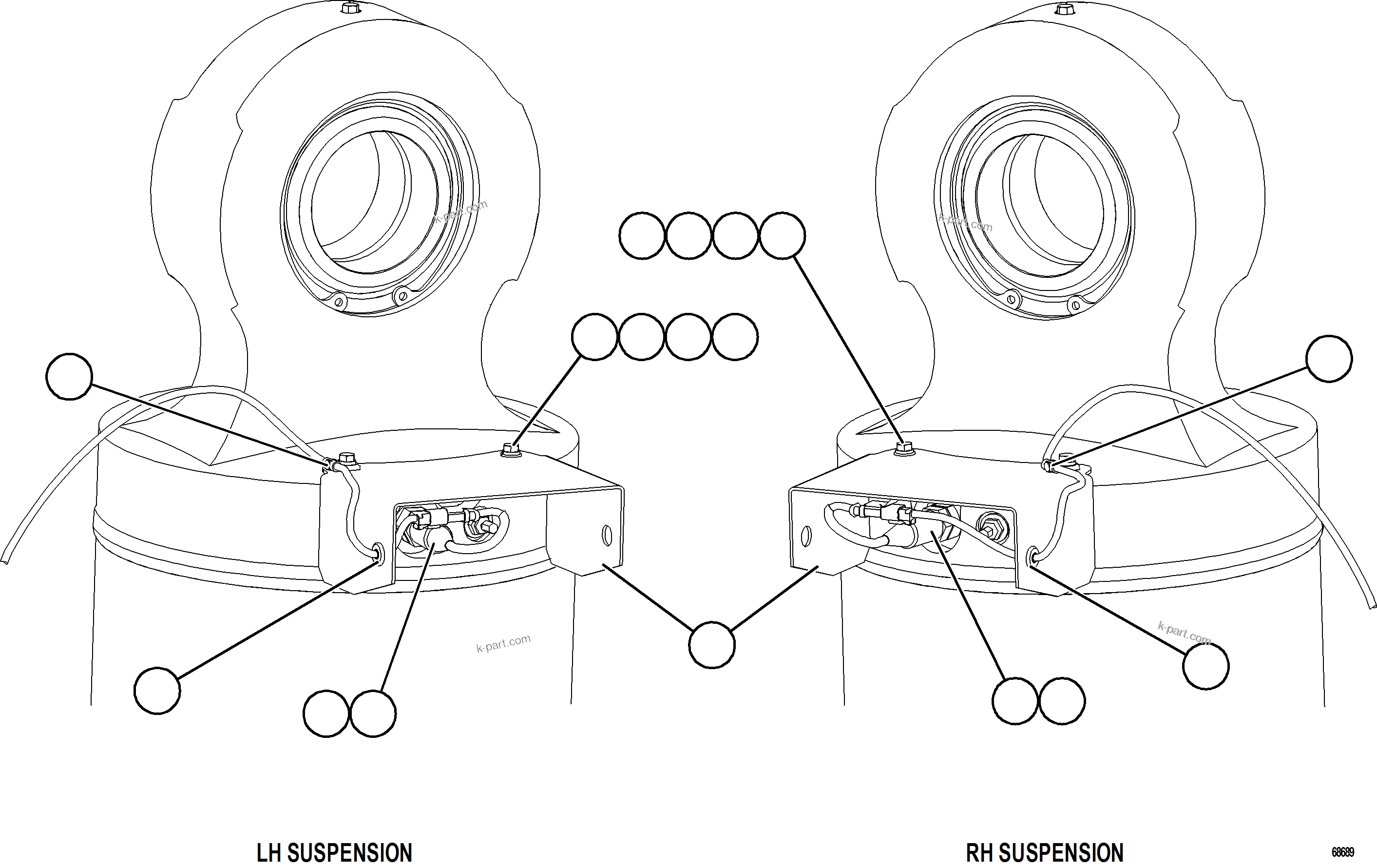 Komatsu parts book diagram for AFE92-D 980E-5SE S/N A60019  KMMP: PLM PRESSURE SENSOR - REAR SUSPENSIONS    1/2