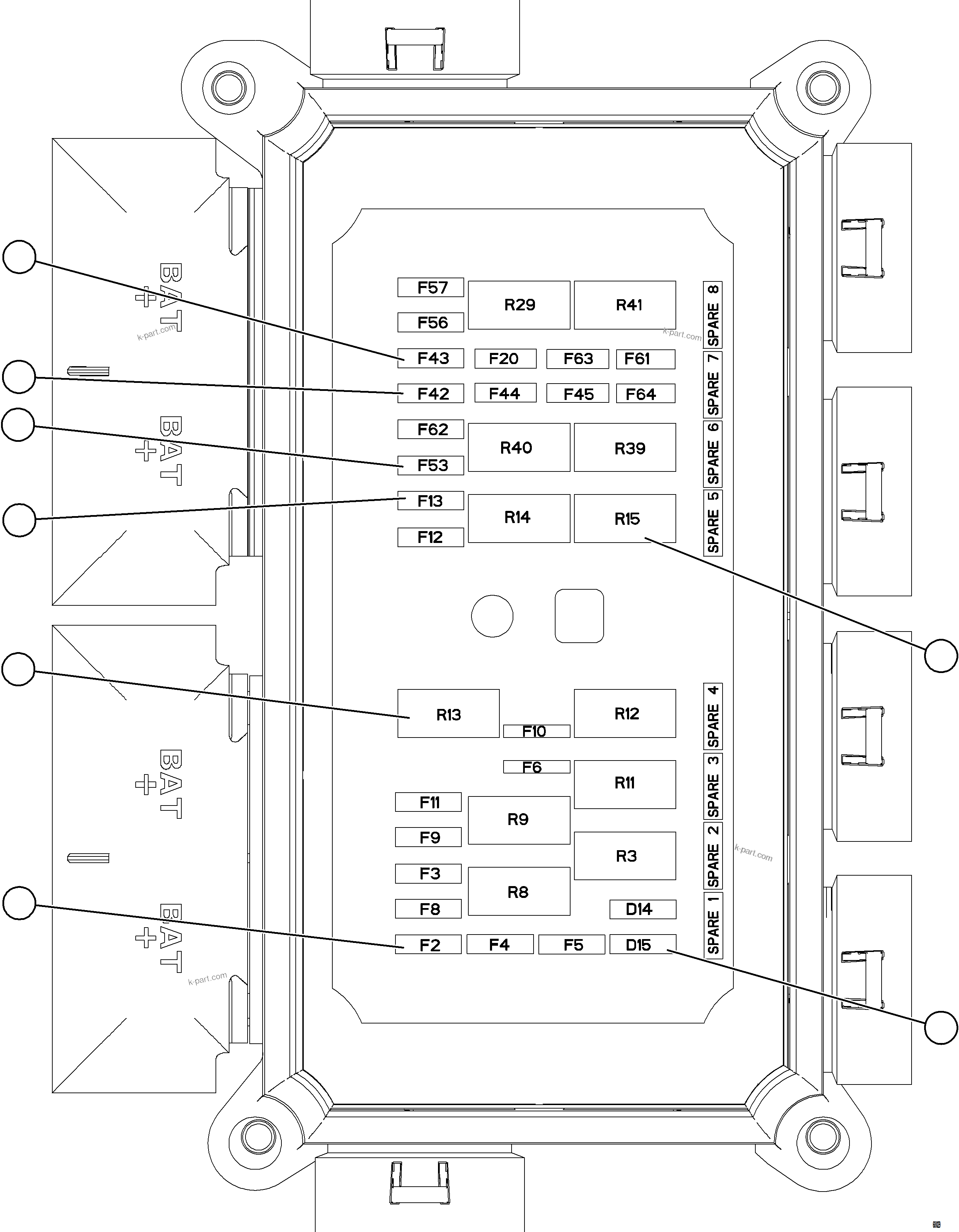 Komatsu parts book diagram for AFE92-D 980E-5SE S/N A60019  KMMP: VEHICLE ELECTRICAL CENTER VEC-89
