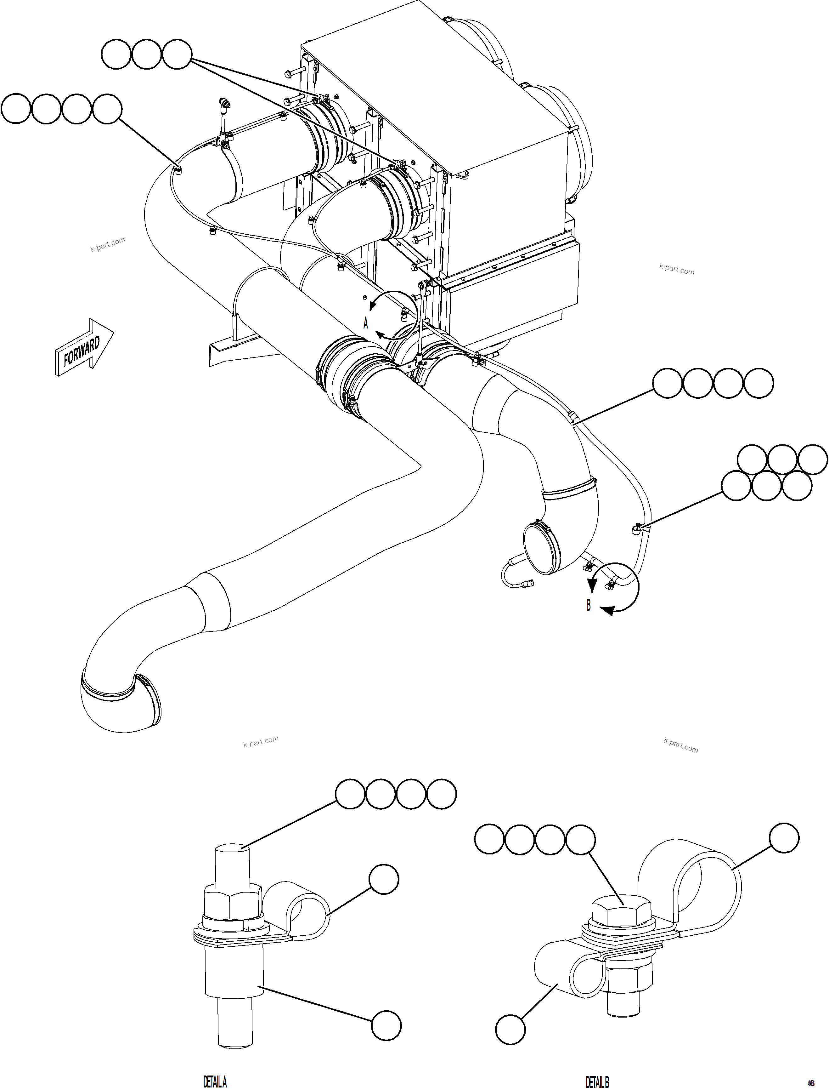 Komatsu parts book diagram for AFE92-D 980E-5SE S/N A60019  KMMP: AIR CLEANER WIRING - LH