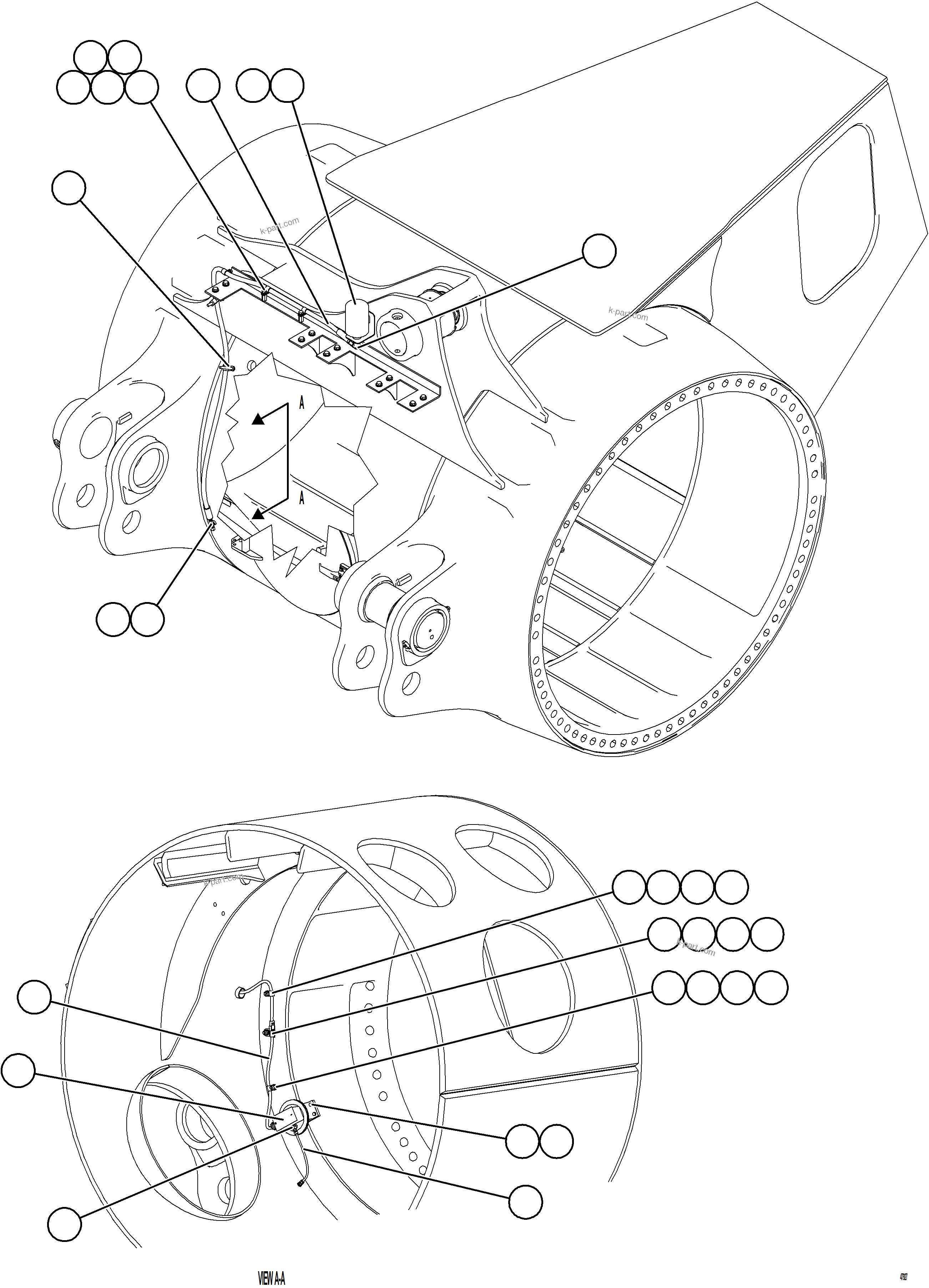 Komatsu parts book diagram for AFE92-D 980E-5SE S/N A60019  KMMP: REAR AXLE BLOWER PRESSURE SWITCH INSTALLATION