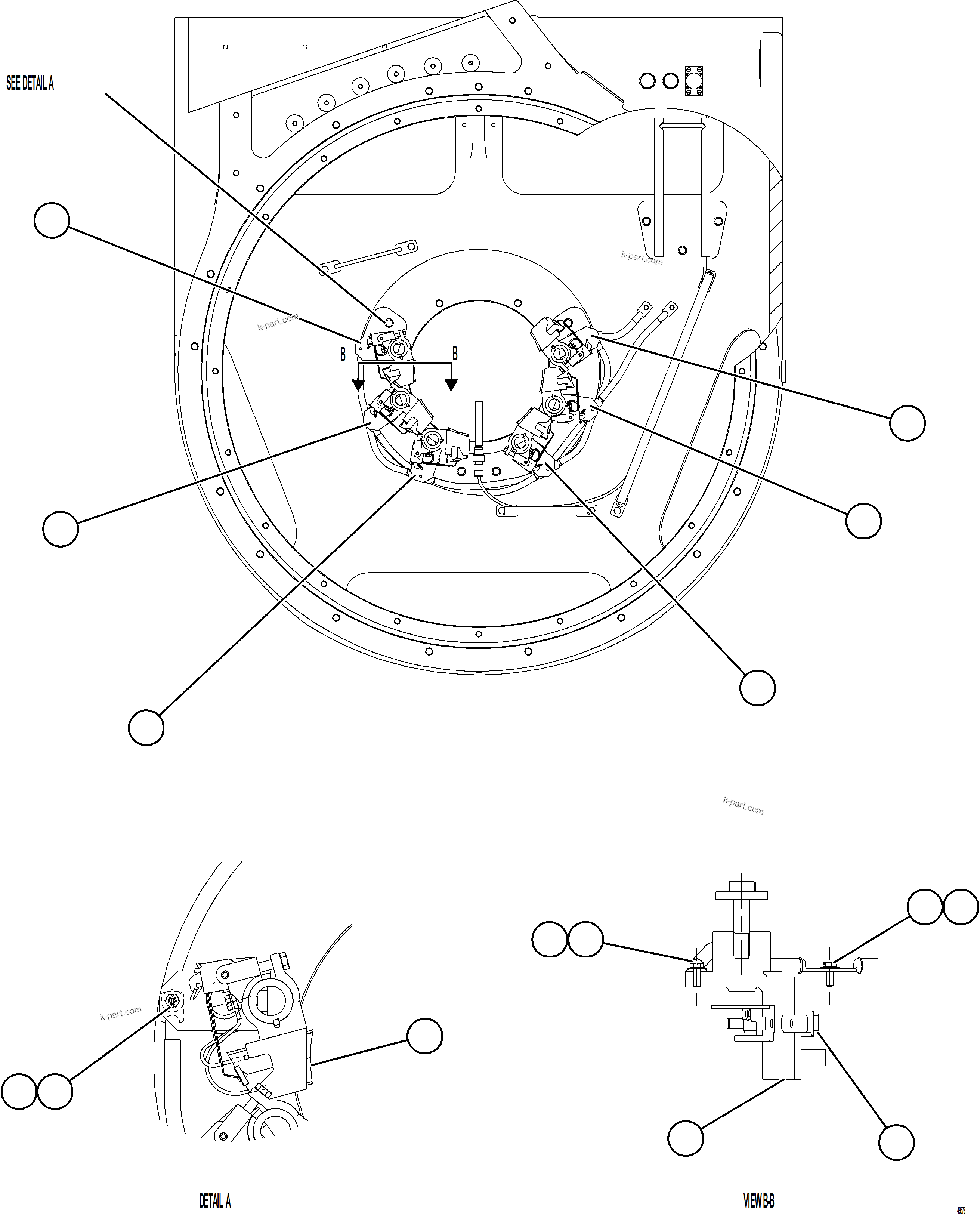Komatsu parts book diagram for AFE92-D 980E-5SE S/N A60019  KMMP: BRUSH HOLDER ASSEMBLY