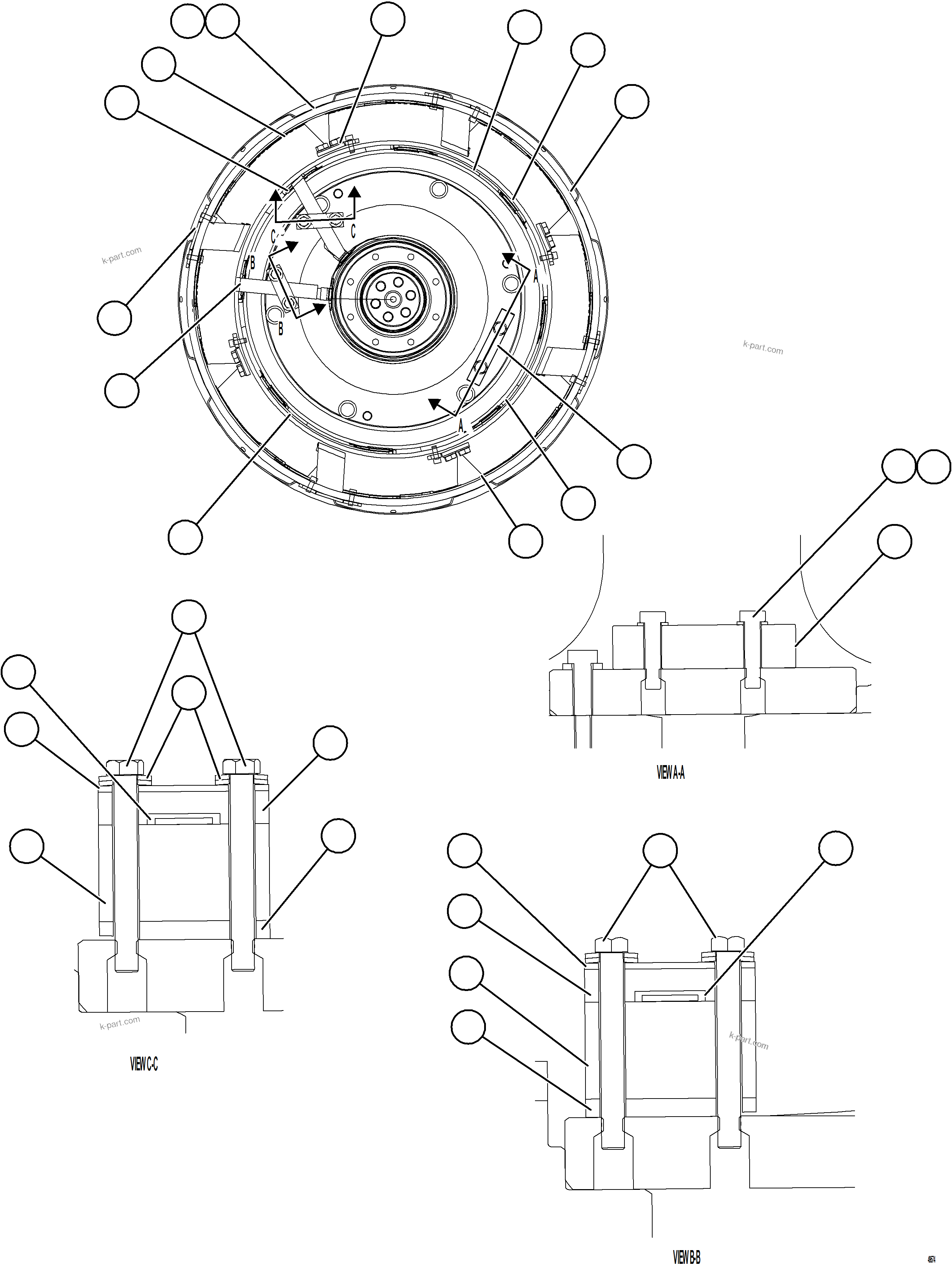 Komatsu parts book diagram for AFE92-D 980E-5SE S/N A60019  KMMP: ALTERNATOR ROTOR ASSEMBLY    1/4