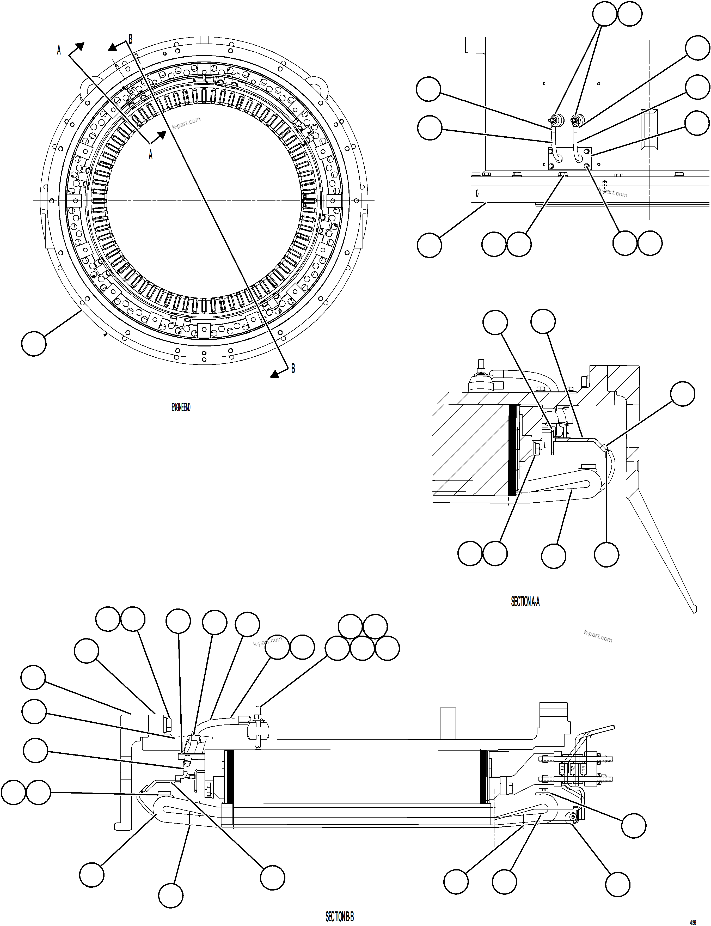 Komatsu parts book diagram for AFE92-D 980E-5SE S/N A60019  KMMP: ALTERNATOR STATOR ASSEMBLY    1/2