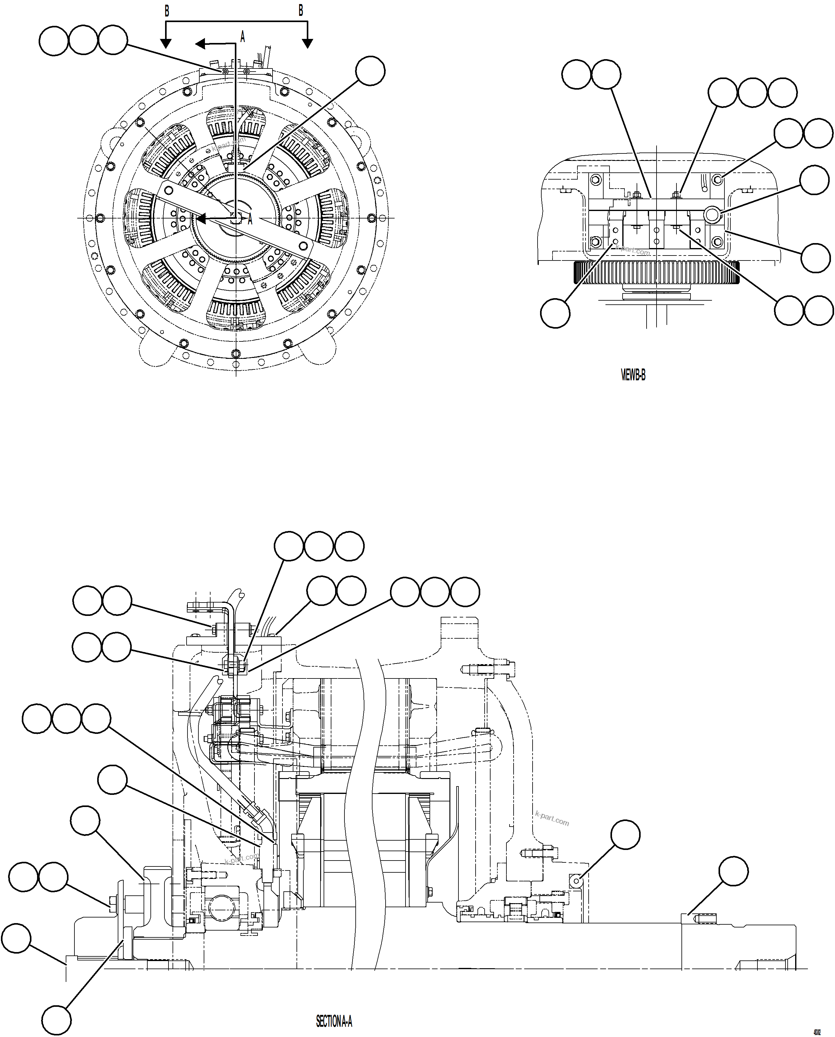 Komatsu parts book diagram for AFE92-D 980E-5SE S/N A60019  KMMP: WHEEL MOTOR    2/2