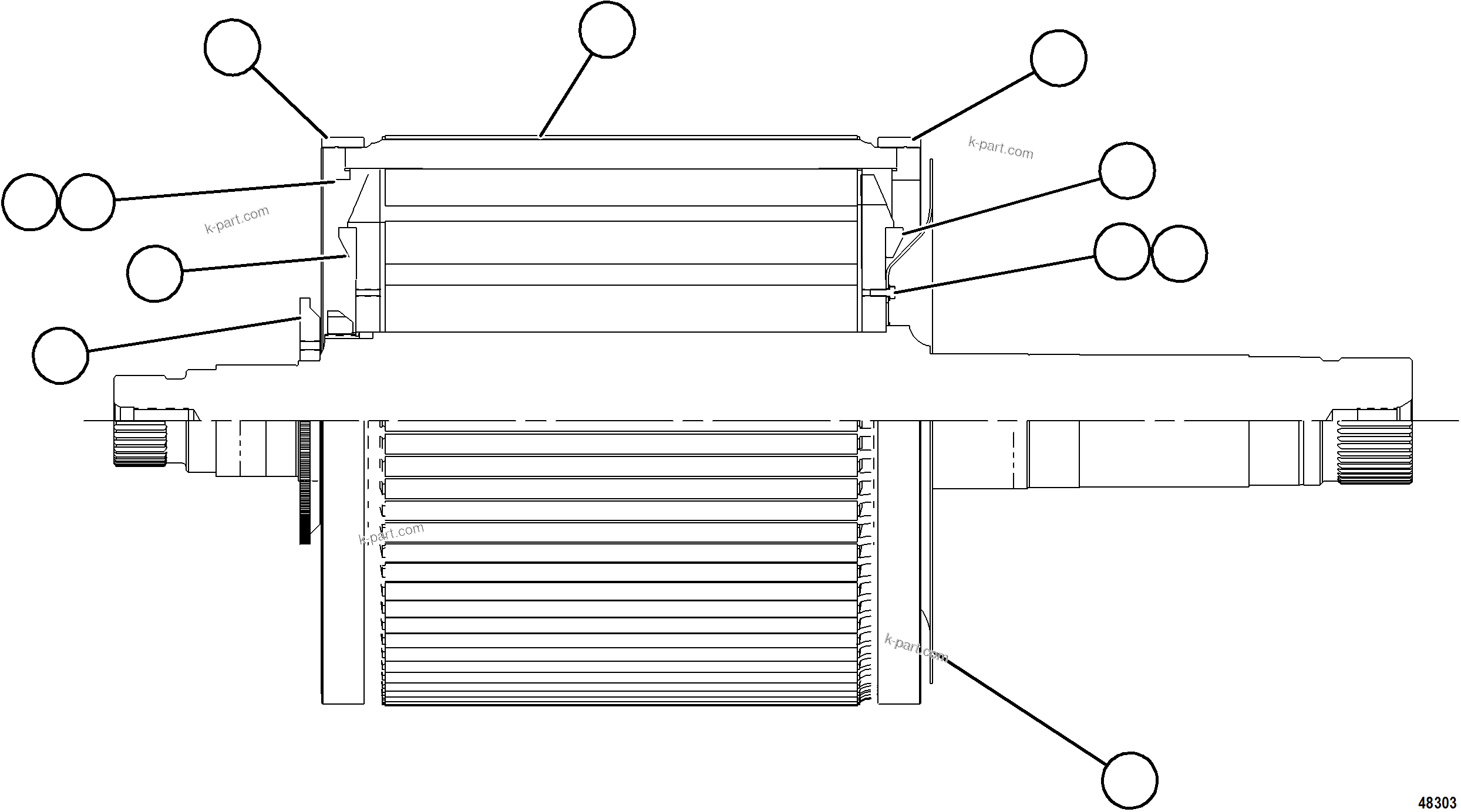 Komatsu parts book diagram for AFE92-D 980E-5SE S/N A60019  KMMP: WHEEL MOTOR ROTOR ASSEMBLY