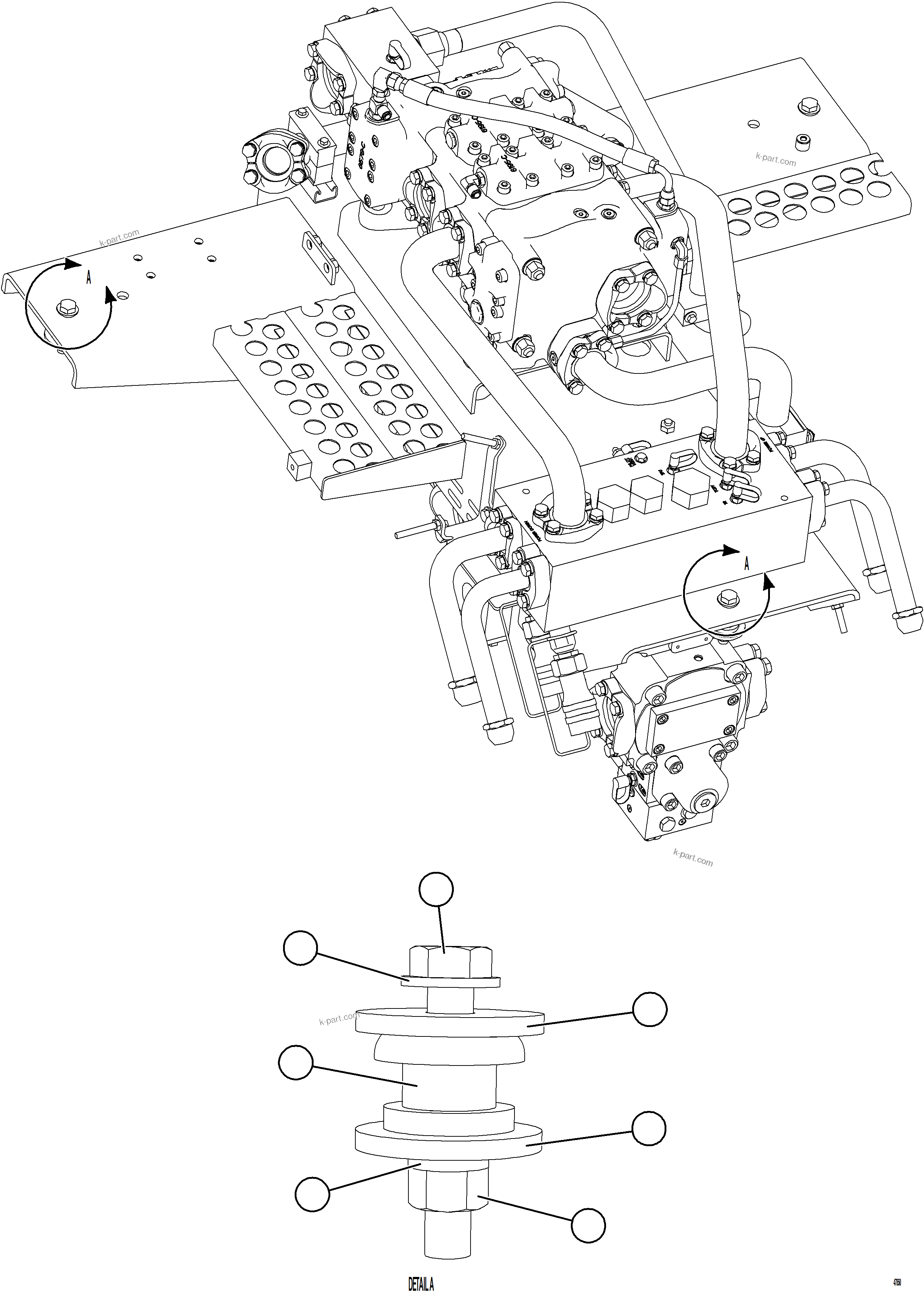 Komatsu parts book diagram for AFE92-D 980E-5SE S/N A60019  KMMP: VALVE/PUMP MODULE INSTALLATION