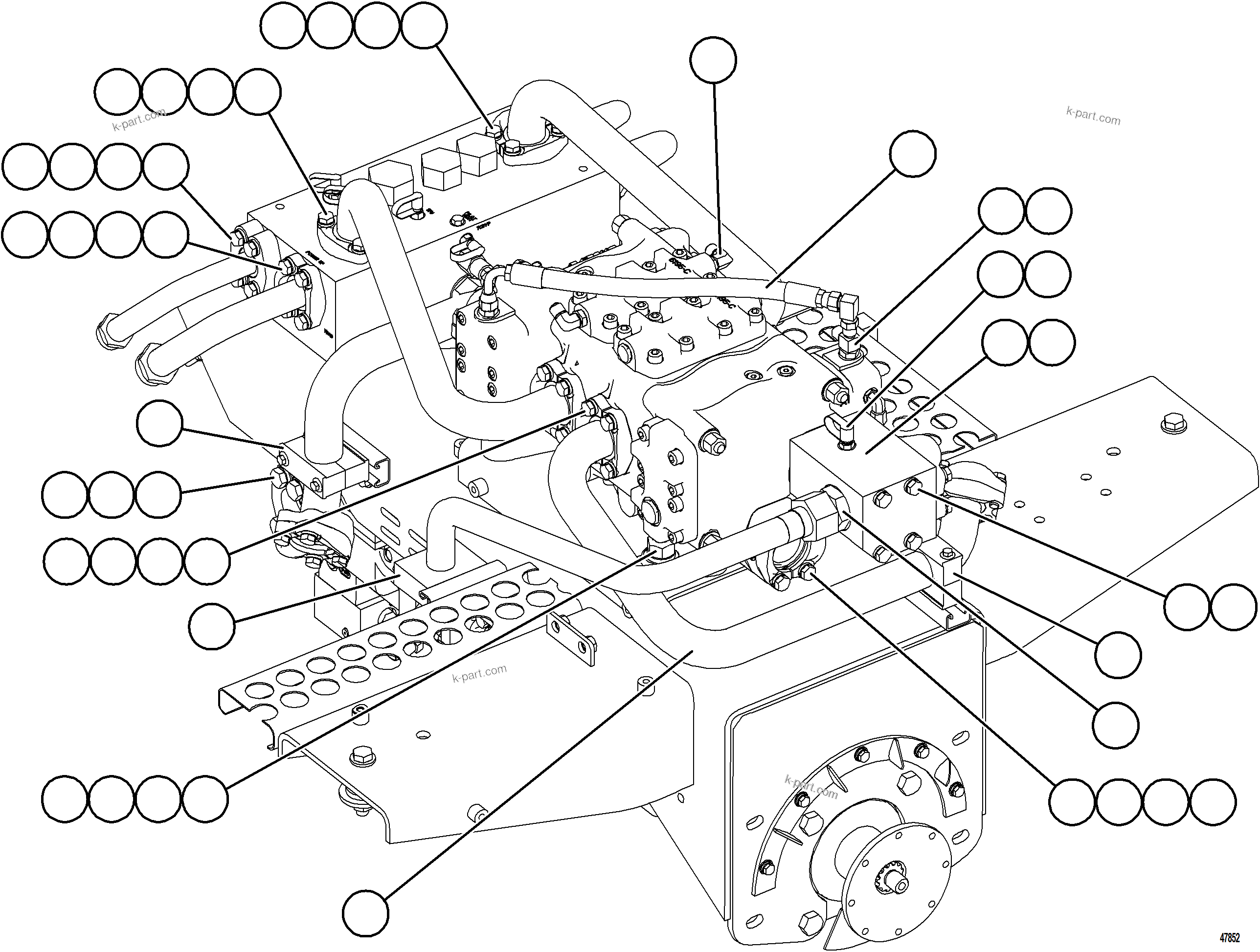 Komatsu parts book diagram for AFE92-D 980E-5SE S/N A60019  KMMP: VALVE/PUMP MODULE PIPING    2/3