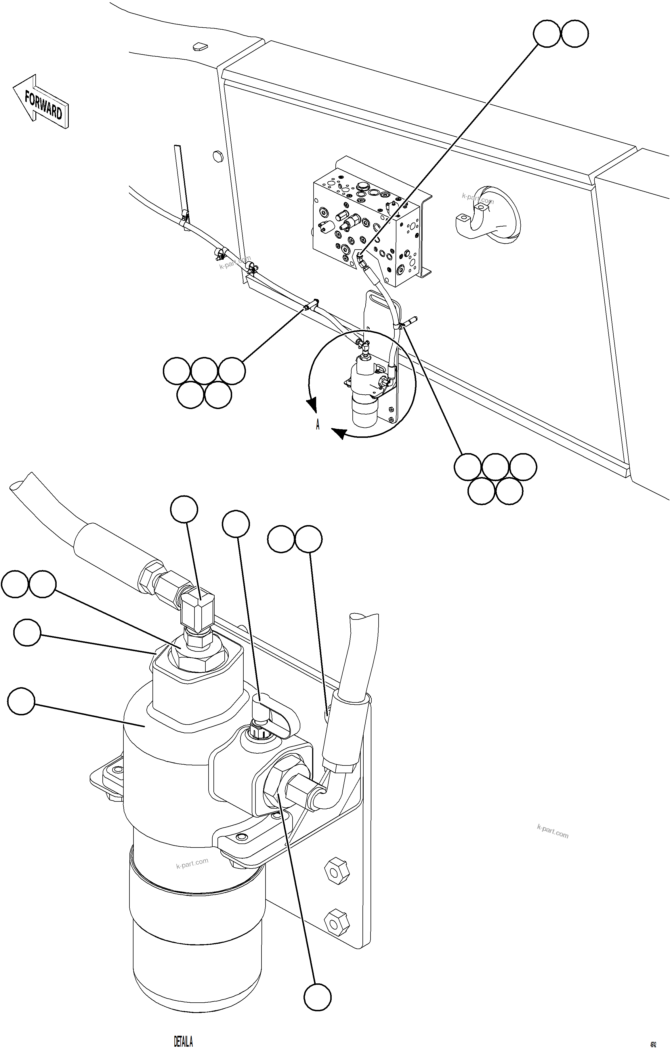 Komatsu parts book diagram for AFE92-D 980E-5SE S/N A60019  KMMP: BRAKE HYDRAULIC FILTER INSTALLATION