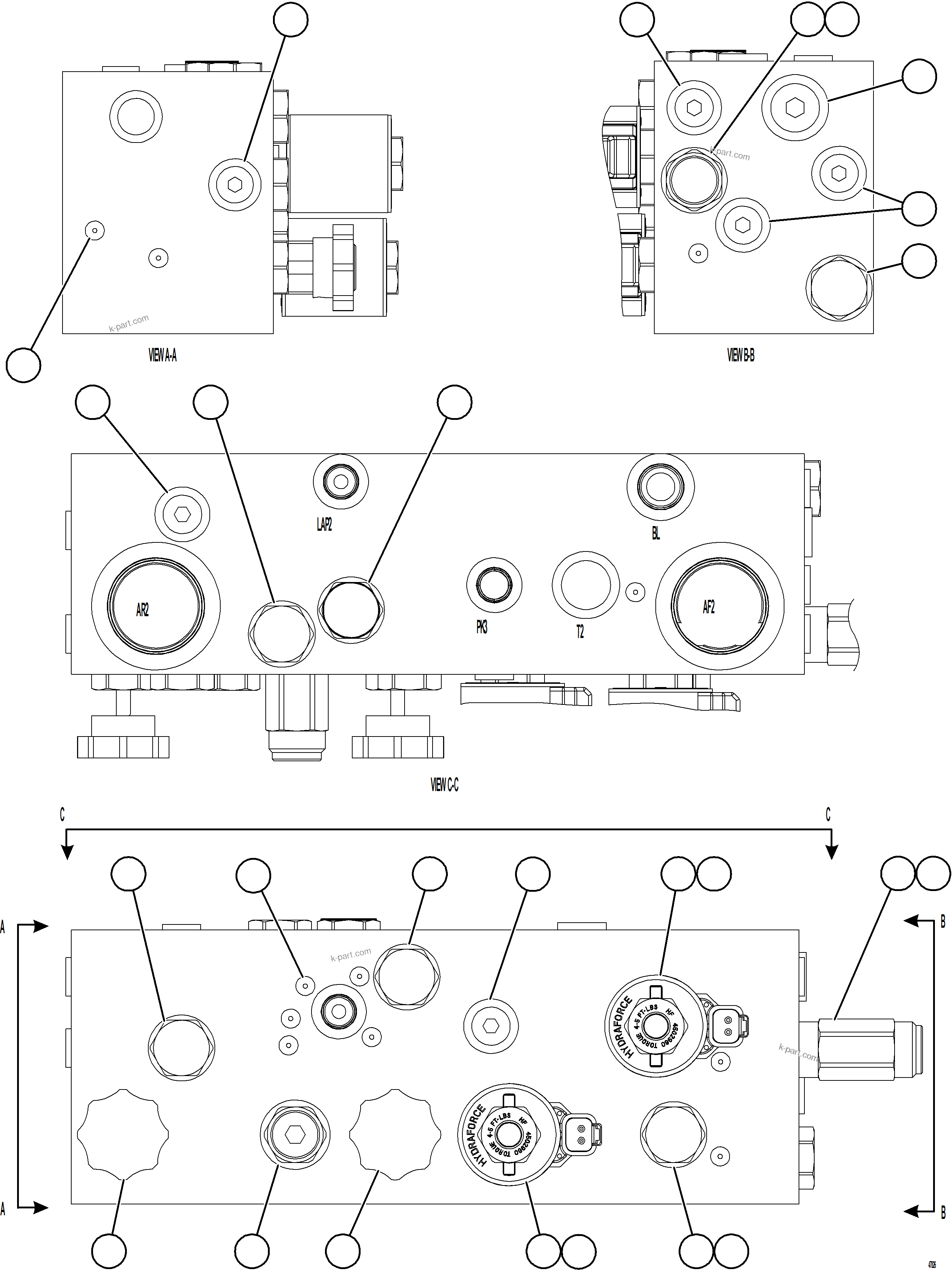 Komatsu parts book diagram for AFE92-D 980E-5SE S/N A60019  KMMP: BRAKE MANIFOLD