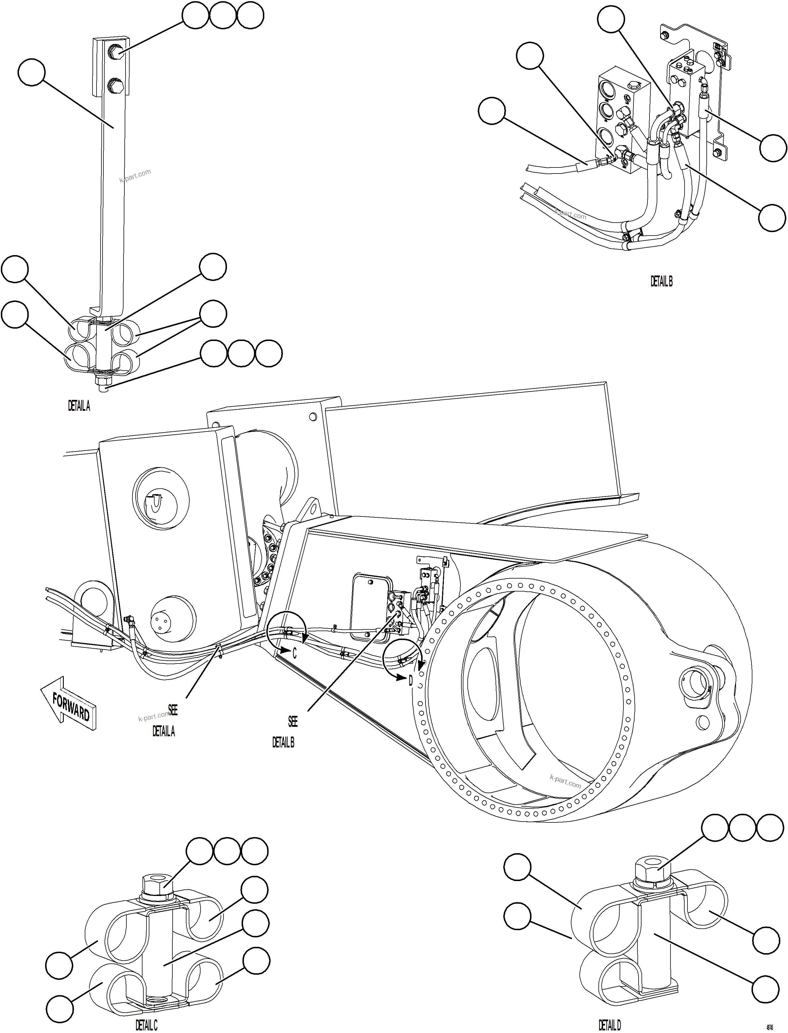 Komatsu parts book diagram for AFE92-D 980E-5SE S/N A60019  KMMP: REAR BRAKE APPLY PIPING    2/3