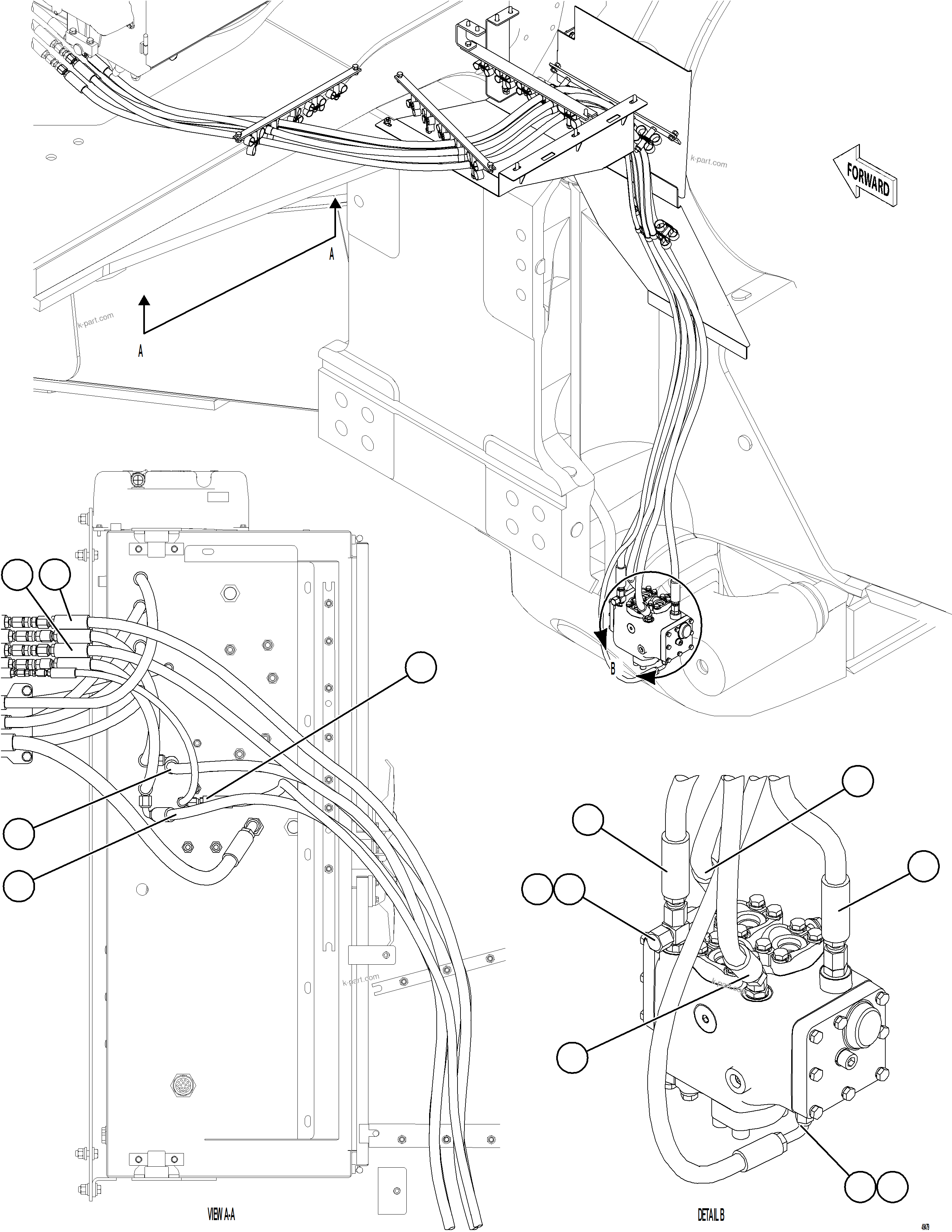 Komatsu parts book diagram for AFE92-D 980E-5SE S/N A60019  KMMP: FLOW AMPLIFIER PIPING
