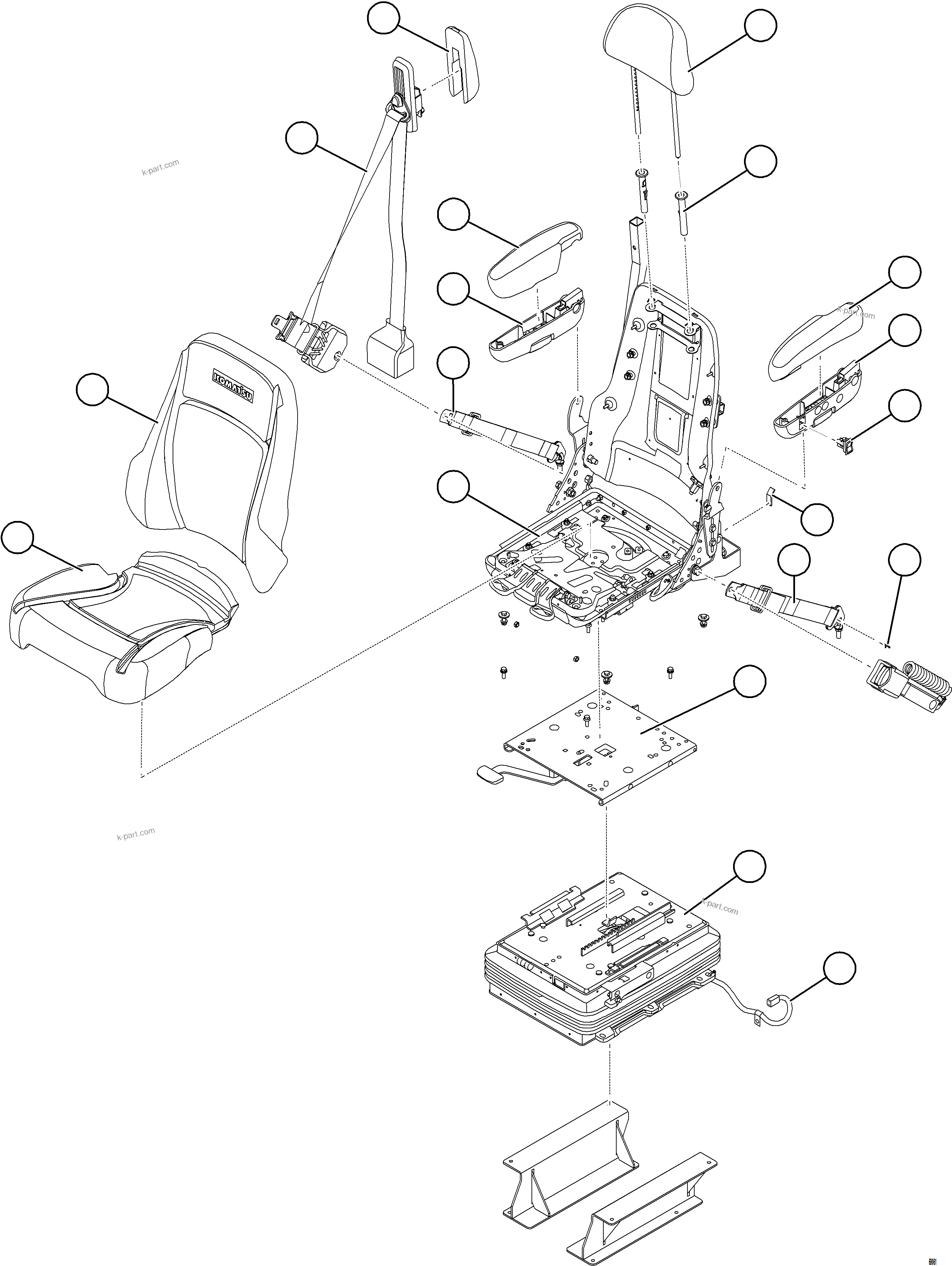 Komatsu parts book diagram for AFE92-D 980E-5SE S/N A60019  KMMP: PASSENGER SEAT - PREMIUM