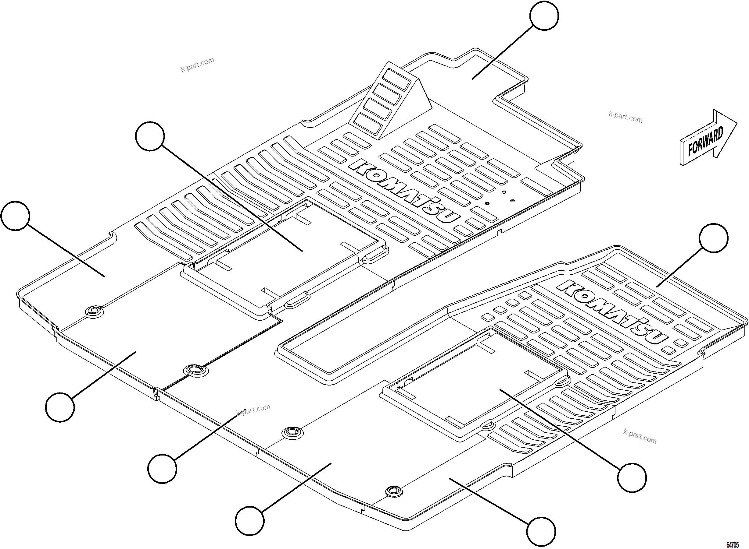 Komatsu parts book diagram for AFE92-D 980E-5SE S/N A60019  KMMP: CAB FLOORMATS