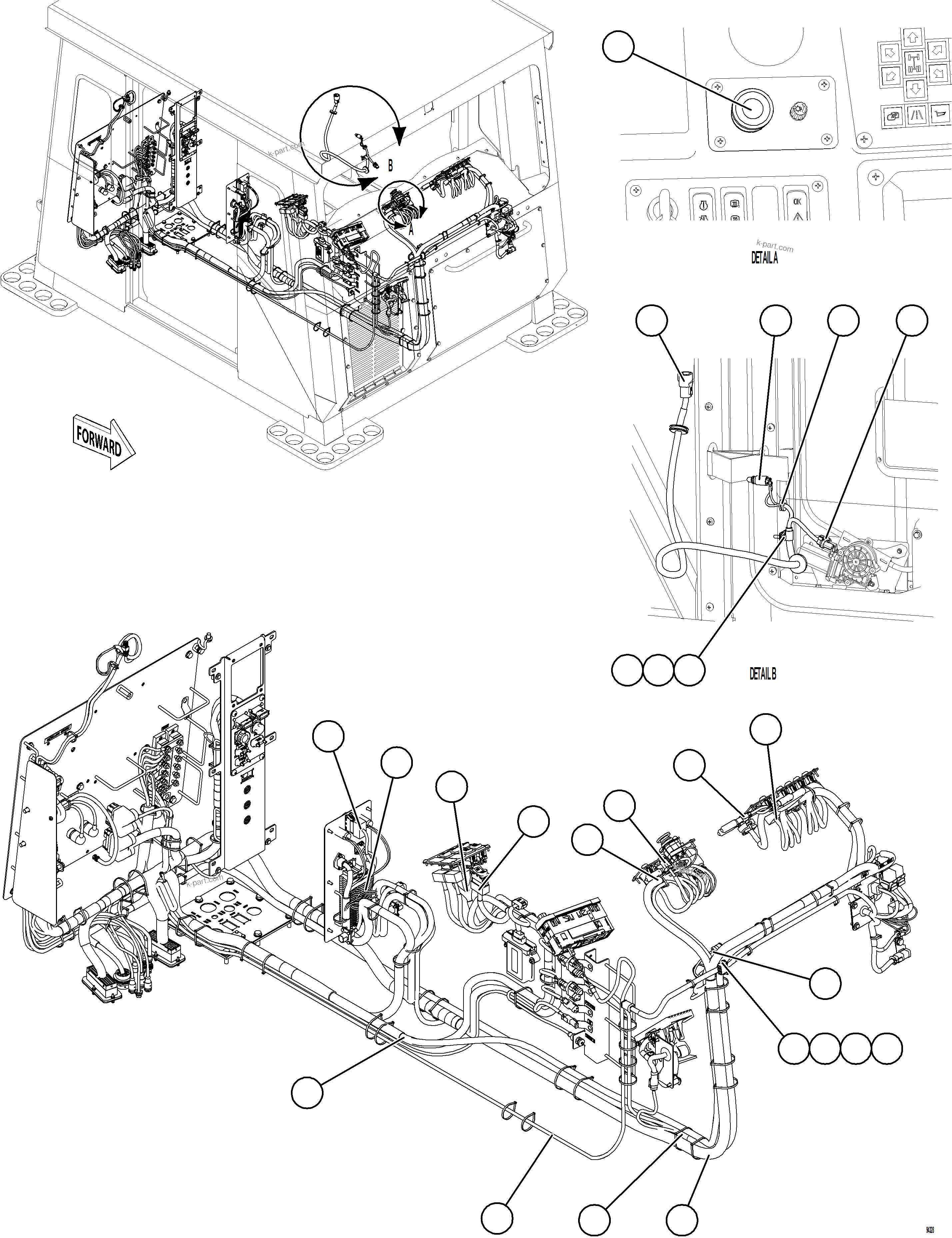 Komatsu parts book diagram for AFE92-D 980E-5SE S/N A60019  KMMP: CAB ELECTRICAL - BACK WALL    1/2