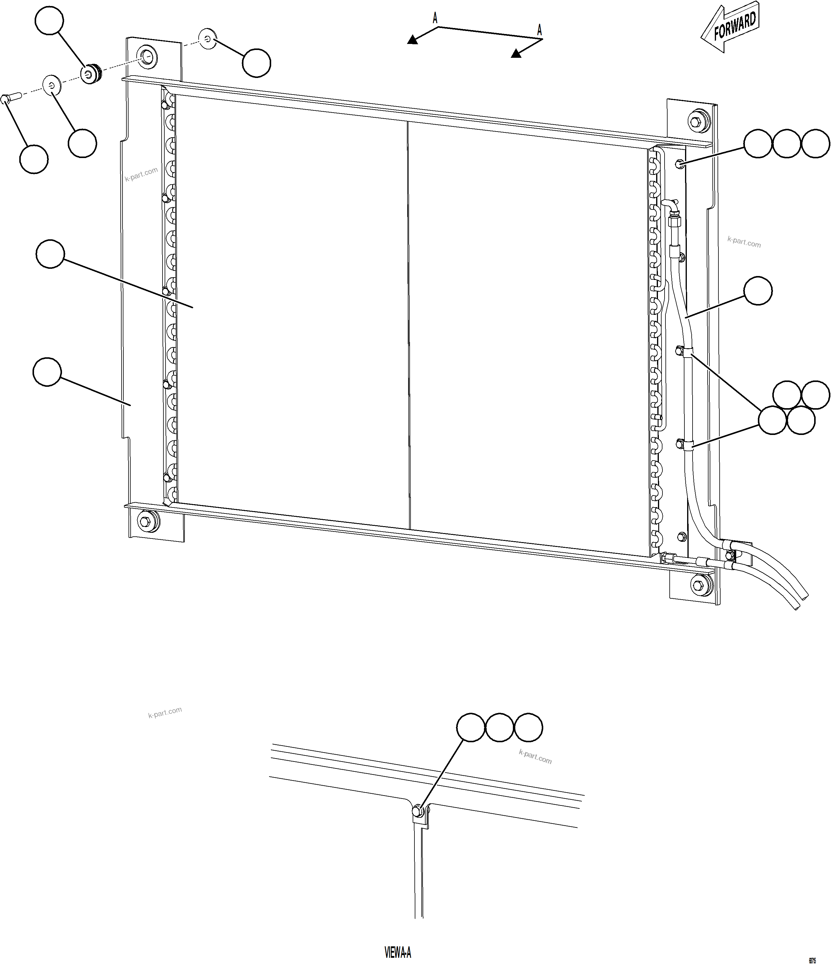 Komatsu parts book diagram for AFE92-D 980E-5SE S/N A60019  KMMP: A/C CONDENSER INSTALLATION