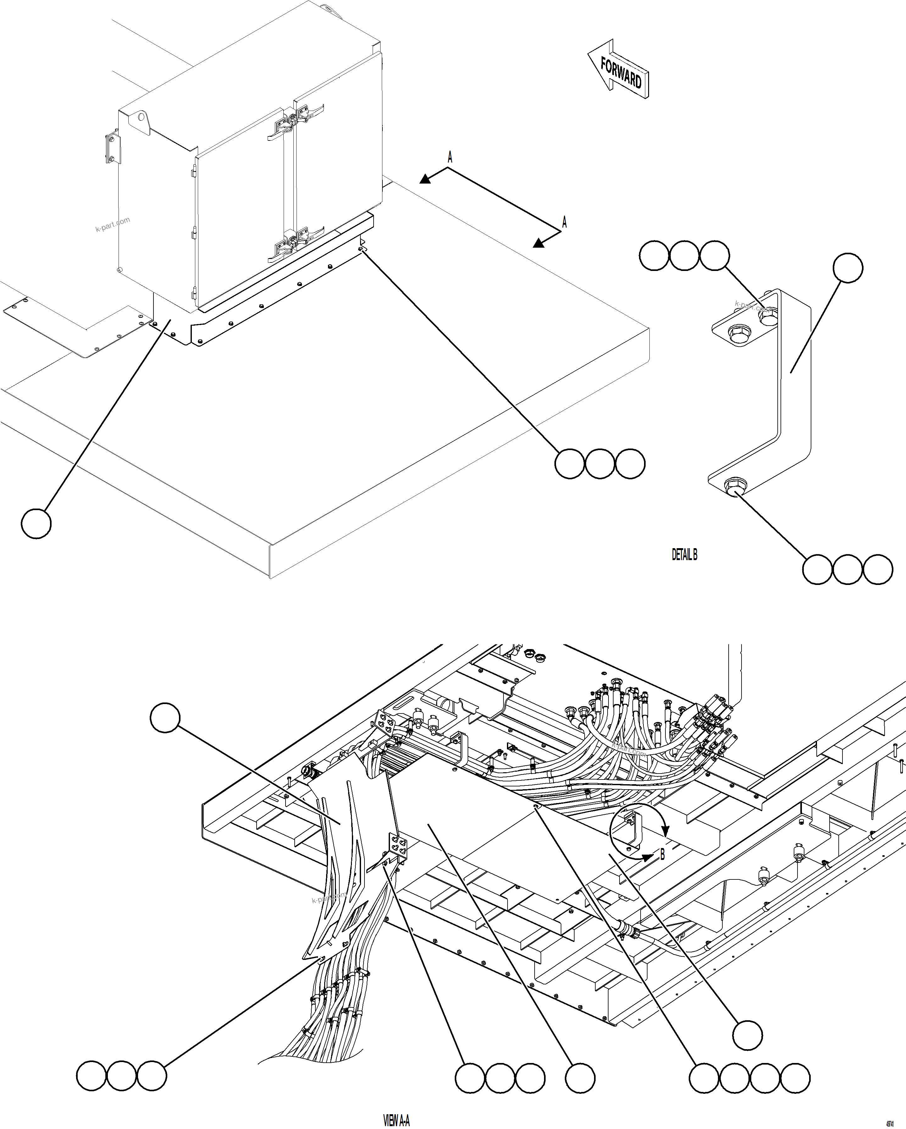 Komatsu parts book diagram for AFE92-D 980E-5SE S/N A60019  KMMP: HYDRAULIC HOSE SHIELDS
