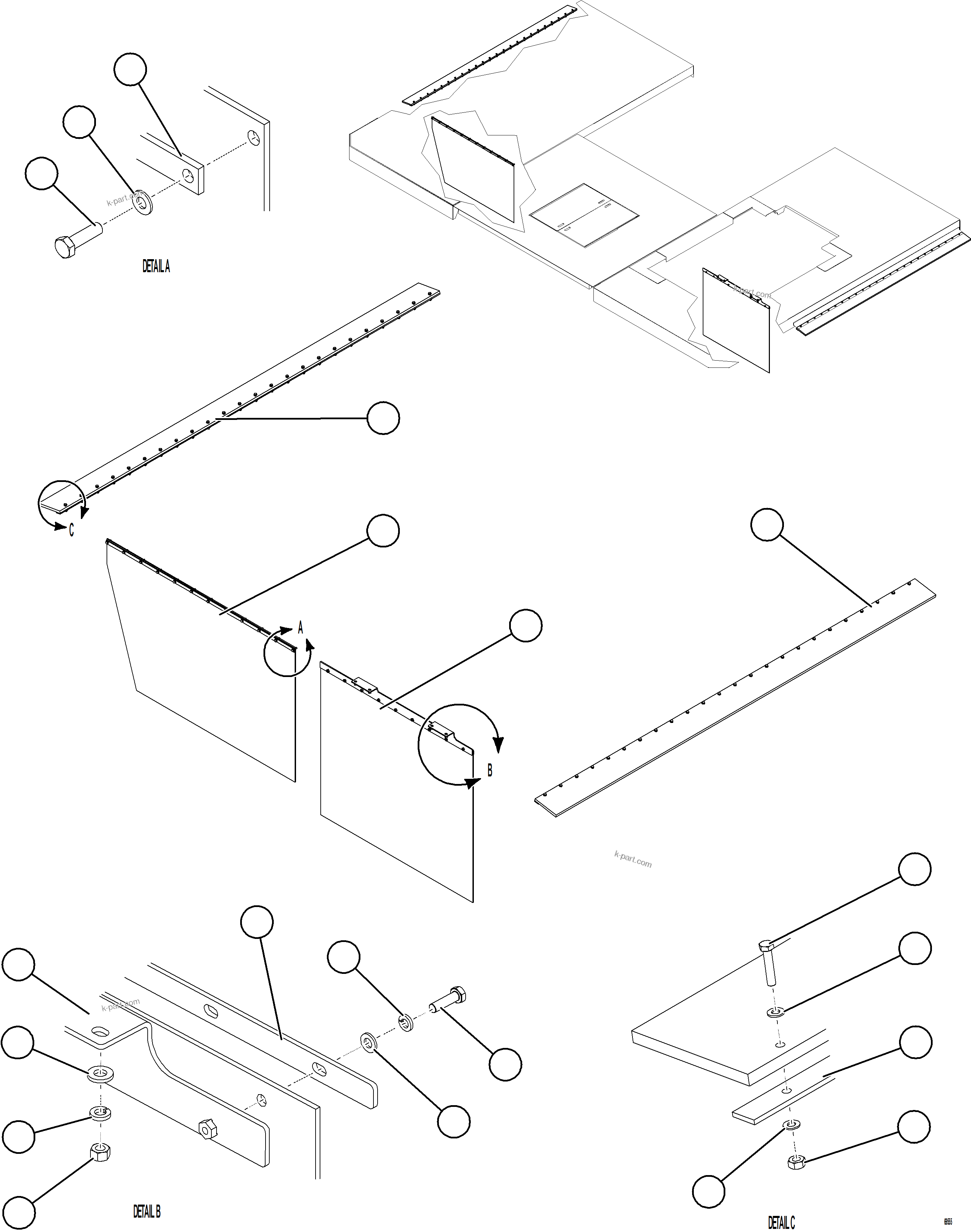 Komatsu parts book diagram for AFE92-D 980E-5SE S/N A60019  KMMP: DECK MUD FLAPS    1/3