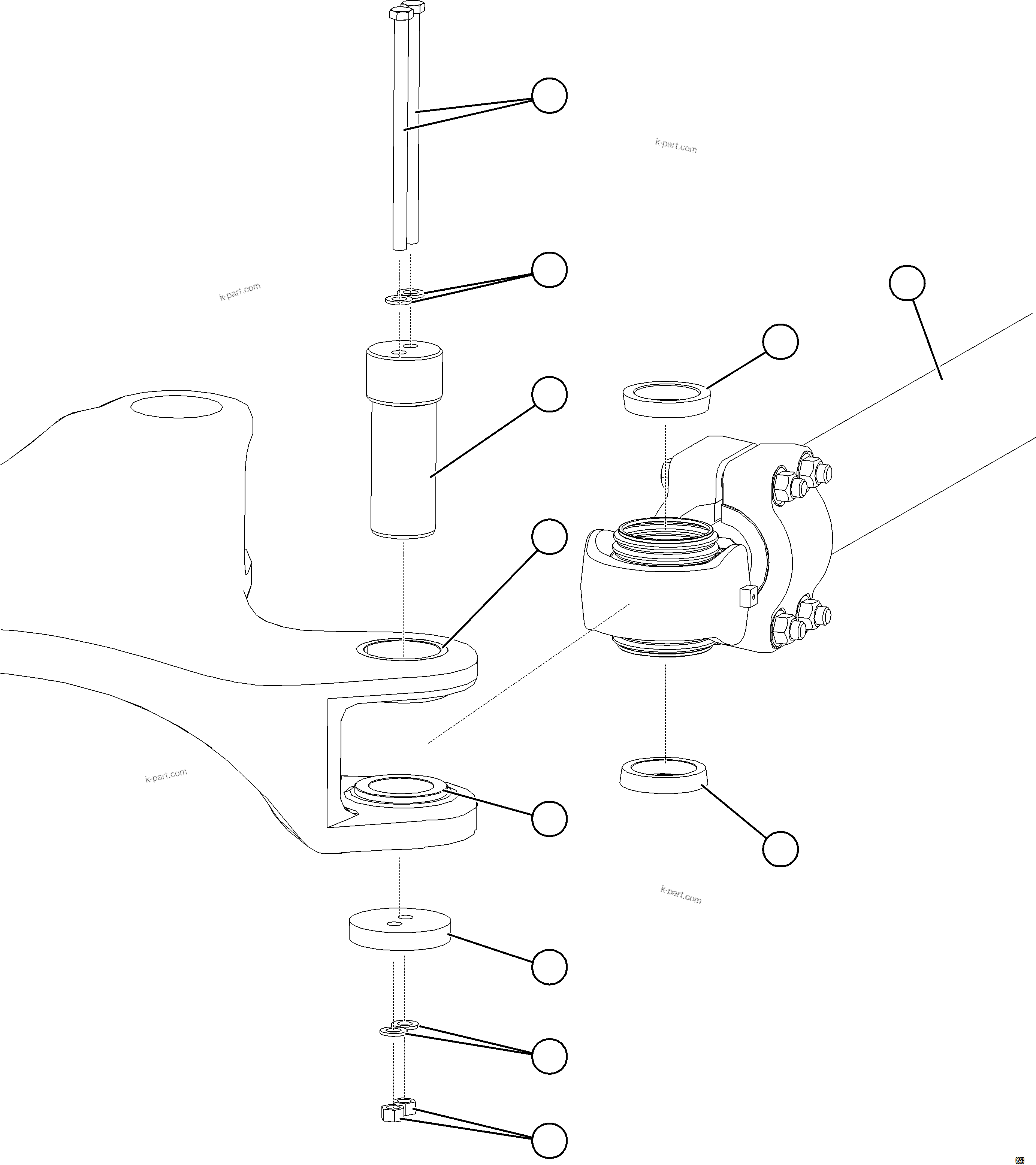 Komatsu parts book diagram for AFE92-D 980E-5SE S/N A60019  KMMP: STEERING ARM PIN JOINTS