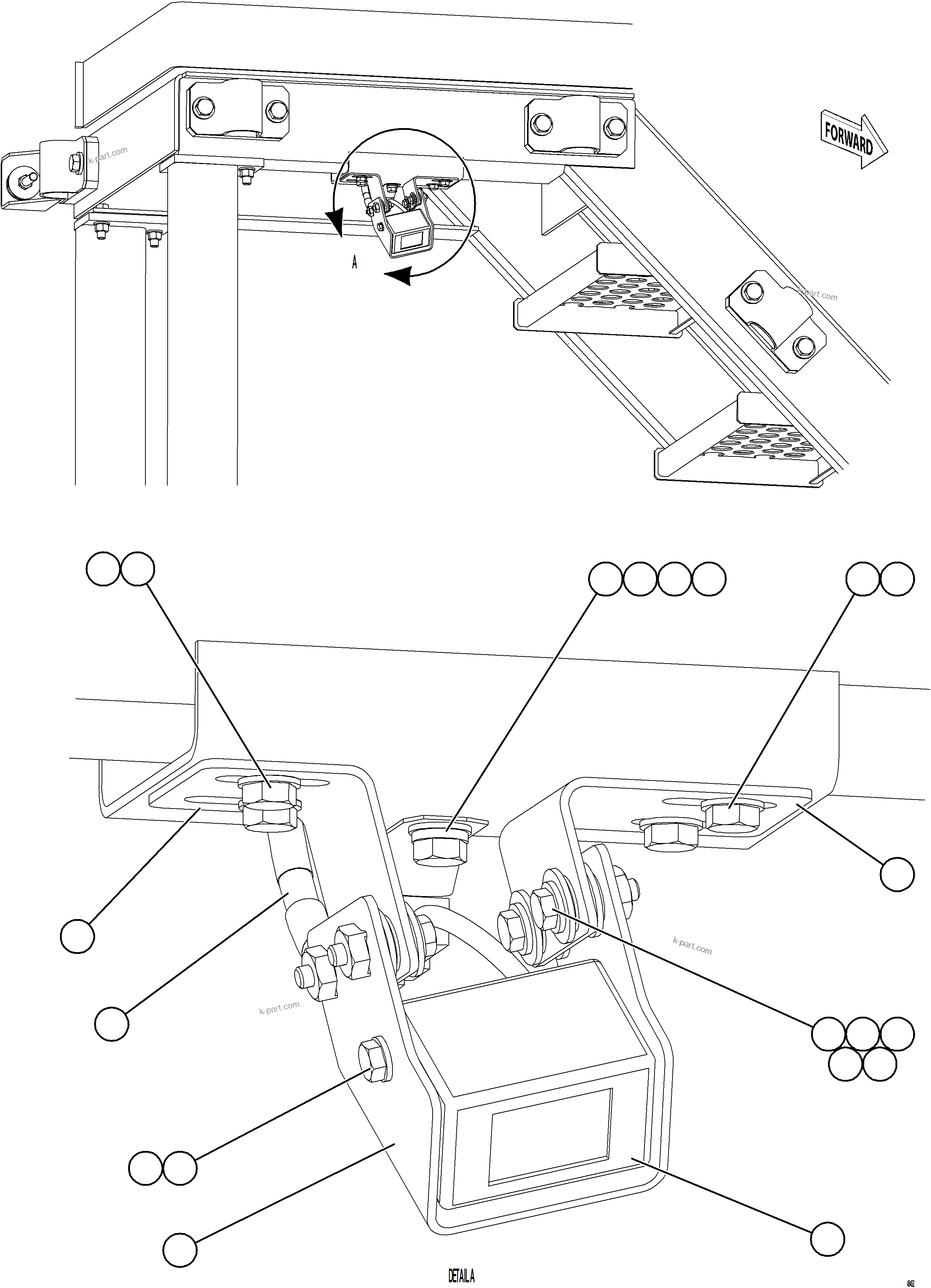 Komatsu parts book diagram for AFE92-D 980E-5SE S/N A60019  KMMP: KOMVISION CAMERA INSTALLATION - FRONT