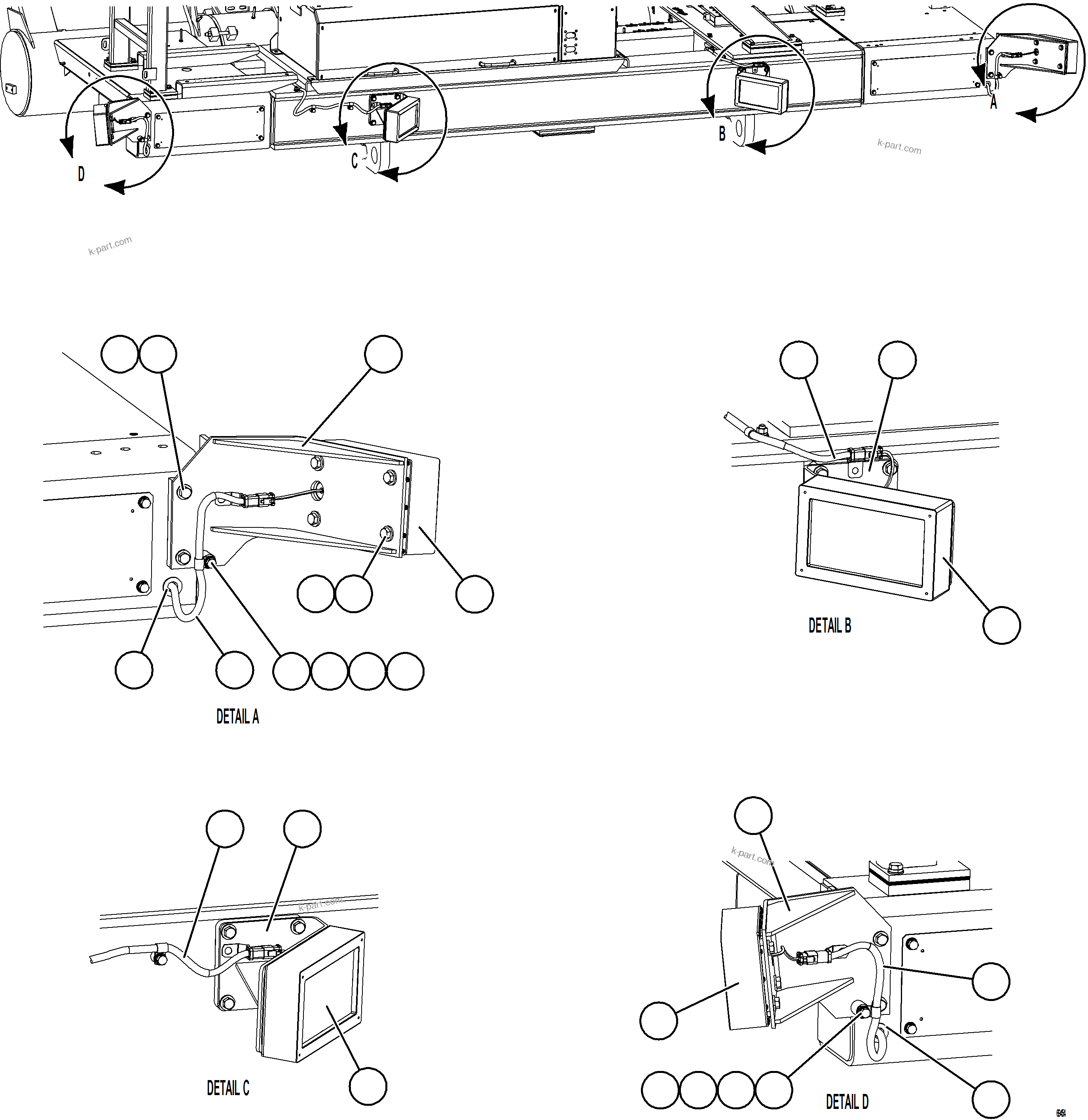 Komatsu parts book diagram for AFE92-D 980E-5SE S/N A60019  KMMP: KOMVISION RADAR INSTALLATION - FRONT