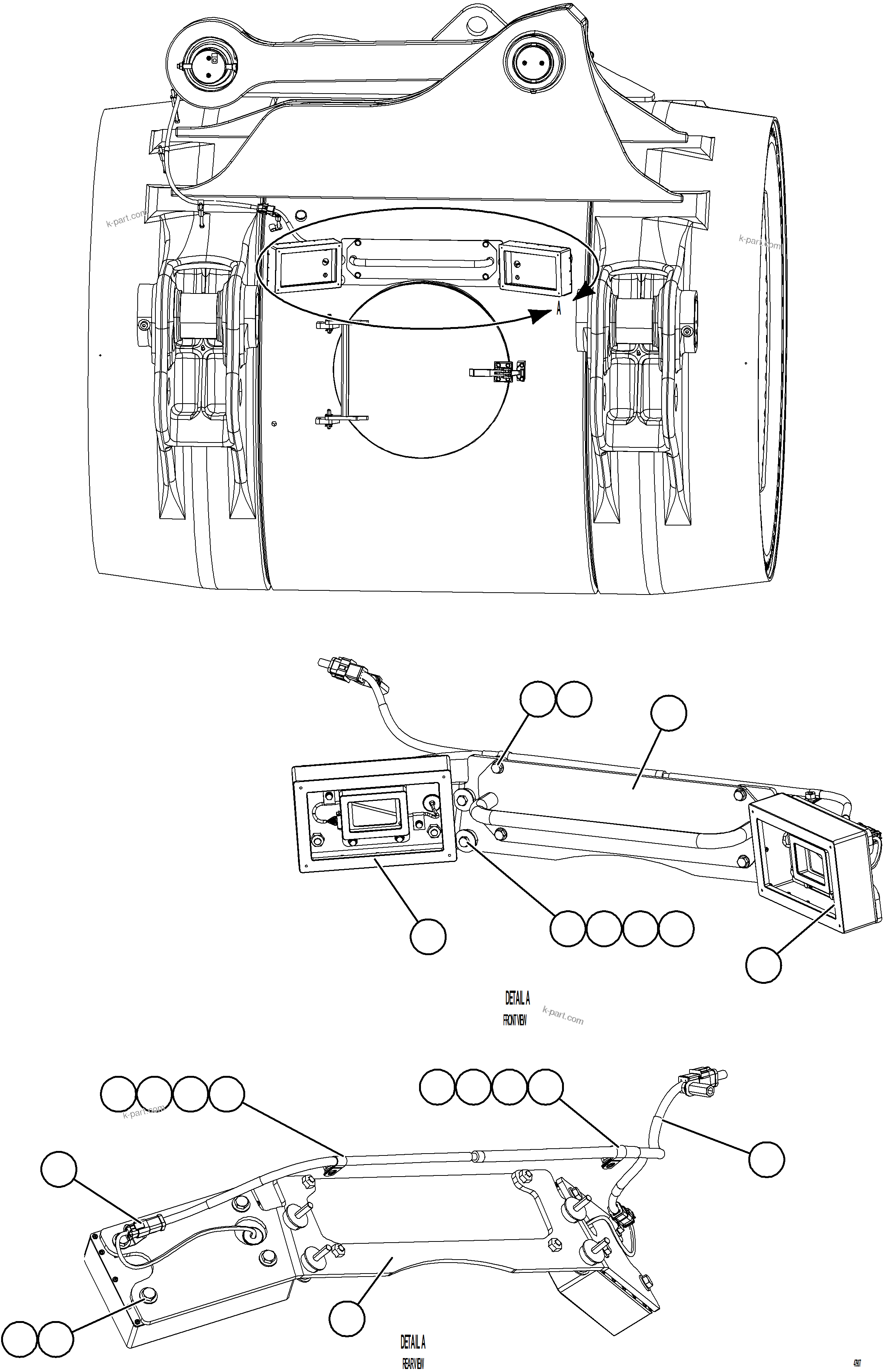 Komatsu parts book diagram for AFE92-D 980E-5SE S/N A60019  KMMP: KOMVISION RADAR INSTALLATION - REAR