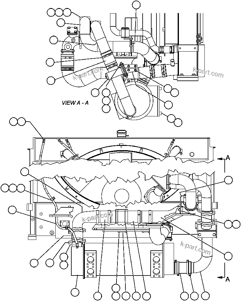 Komatsu parts book diagram for AFP49-A thru E  530M  S/N A30001-A30008 (DH627-0): BRAKE COOLER PIPING