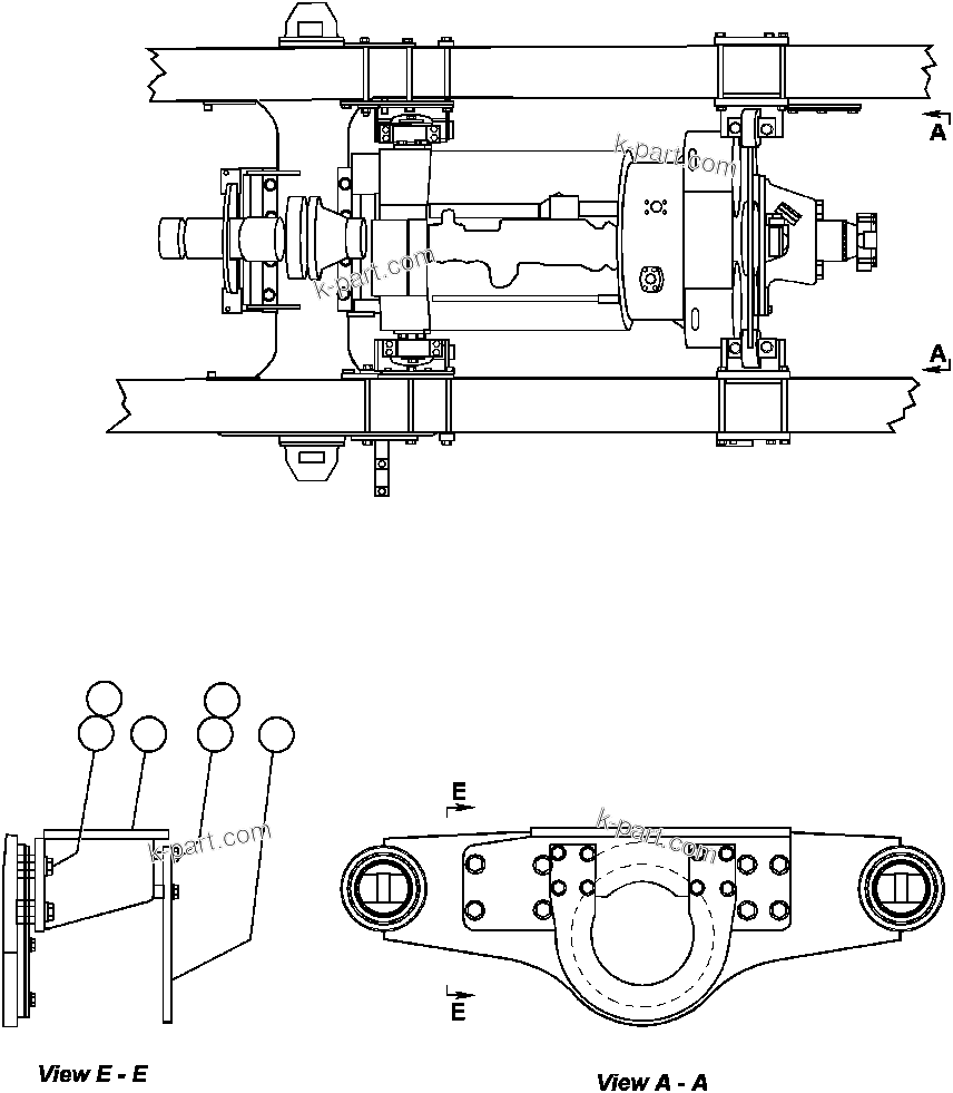 Komatsu parts book diagram for AFP49-A thru E  530M  S/N A30001-A30008 (DH627-0): FRONT DRIVE LINE GUARD