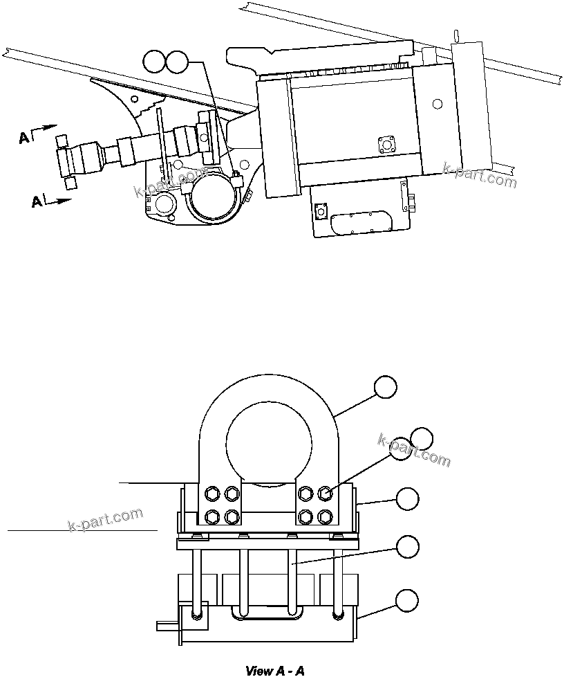 Komatsu parts book diagram for AFP49-A thru E  530M  S/N A30001-A30008 (DH627-0): REAR DRIVE LINE GUARD