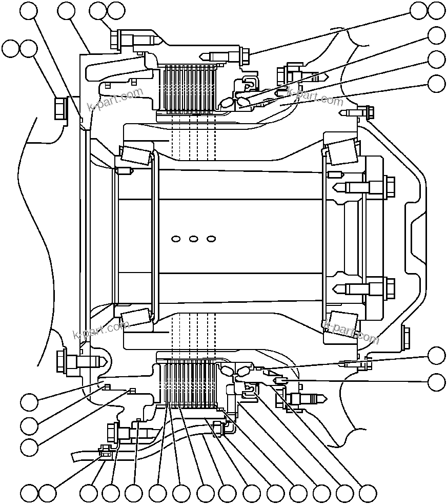 Komatsu parts book diagram for AFP49-A thru E  530M  S/N A30001-A30008 (DH627-0): FRONT BRAKE ASSEMBLY (ED6791)