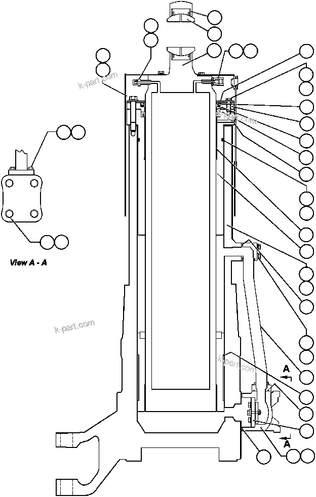 Komatsu parts book diagram for AFP49-A thru E  530M  S/N A30001-A30008 (DH627-0): FRONT SUSPENSION ASSEMBLY