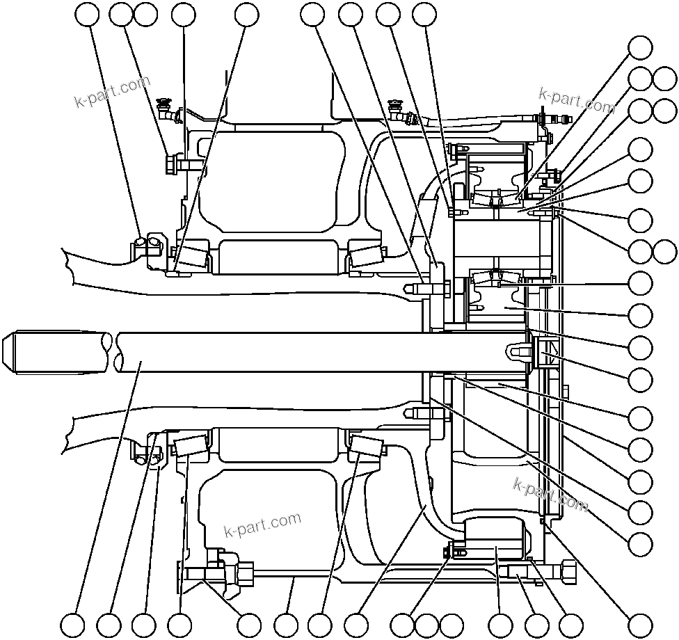 Komatsu parts book diagram for AFP49-A thru E  530M  S/N A30001-A30008 (DH627-0): FINAL DRIVE ASSEMBLY