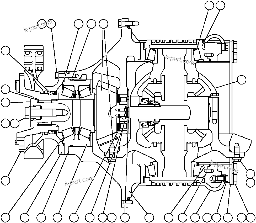 Komatsu parts book diagram for AFP49-A thru E  530M  S/N A30001-A30008 (DH627-0): DIFFERENTIAL CARRIER ASSEMBLY