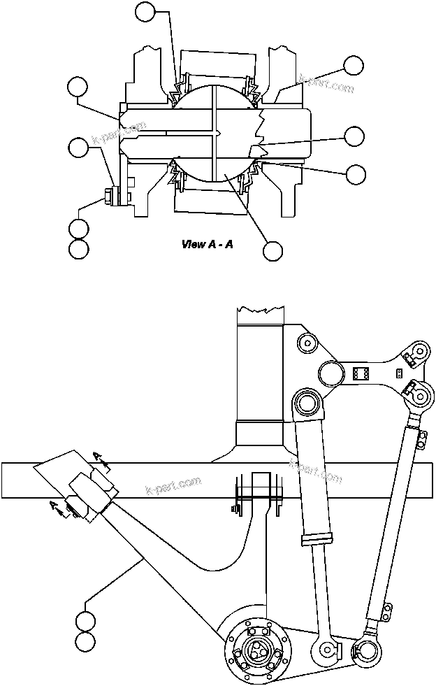 Komatsu parts book diagram for AFP49-A thru E  530M  S/N A30001-A30008 (DH627-0): A-ARM INSTALLATION
