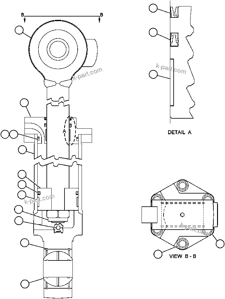 Komatsu parts book diagram for AFP49-A thru E  530M  S/N A30001-A30008 (DH627-0): STEERING CYLINDER ASSEMBLY (EG0428)