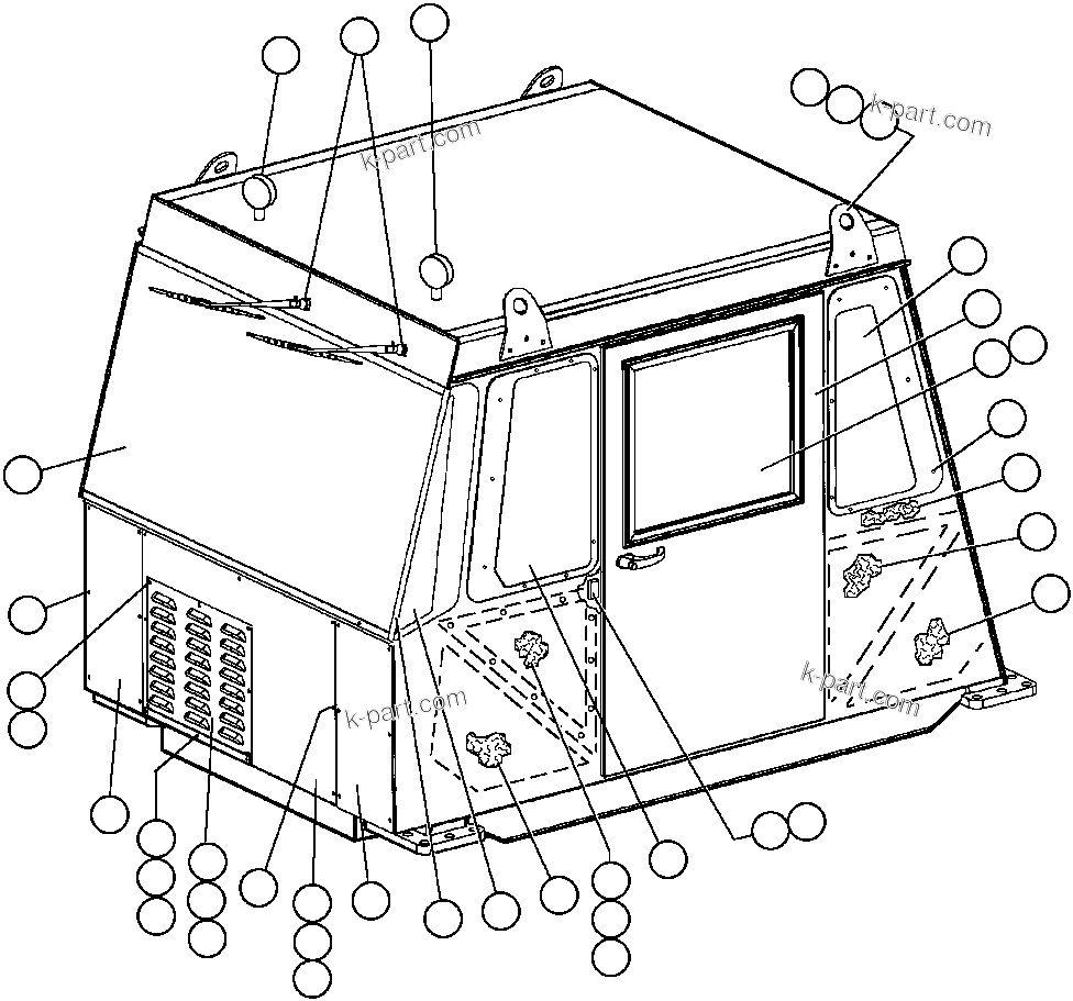 Komatsu parts book diagram for AFP49-A thru E  530M  S/N A30001-A30008 (DH627-0): CAB ASSEMBLY - 1