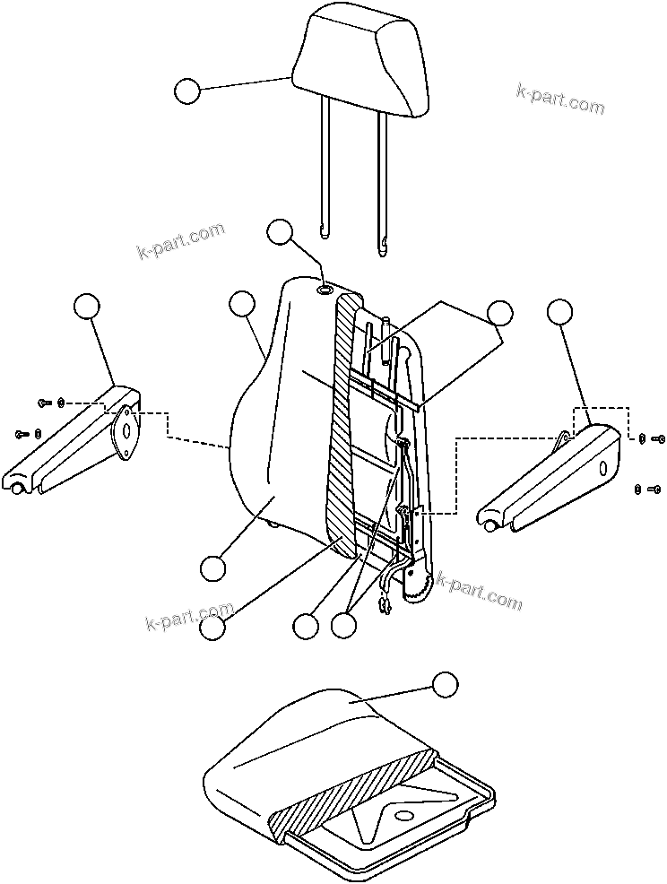 Komatsu parts book diagram for AFP49-A thru E  530M  S/N A30001-A30008 (DH627-0): OPERATOR'S SEAT ASSEMBLY (PB8649)