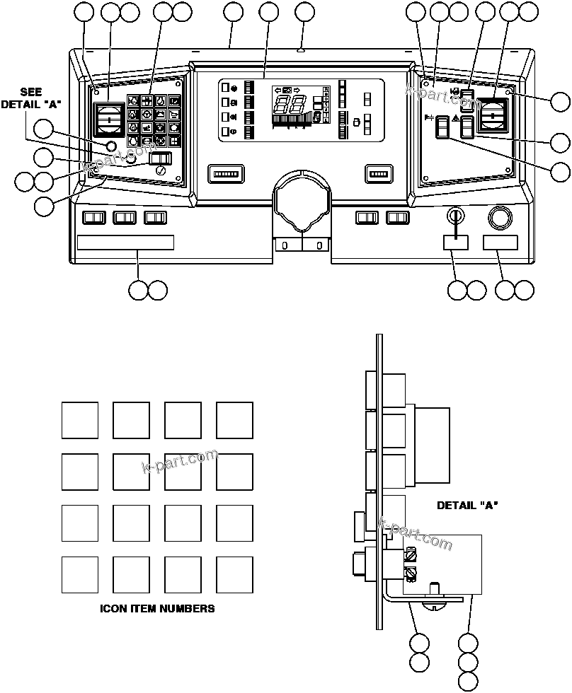Komatsu parts book diagram for AFP49-A thru E  530M  S/N A30001-A30008 (DH627-0): INSTRUMENT PANEL ASSEMBLY