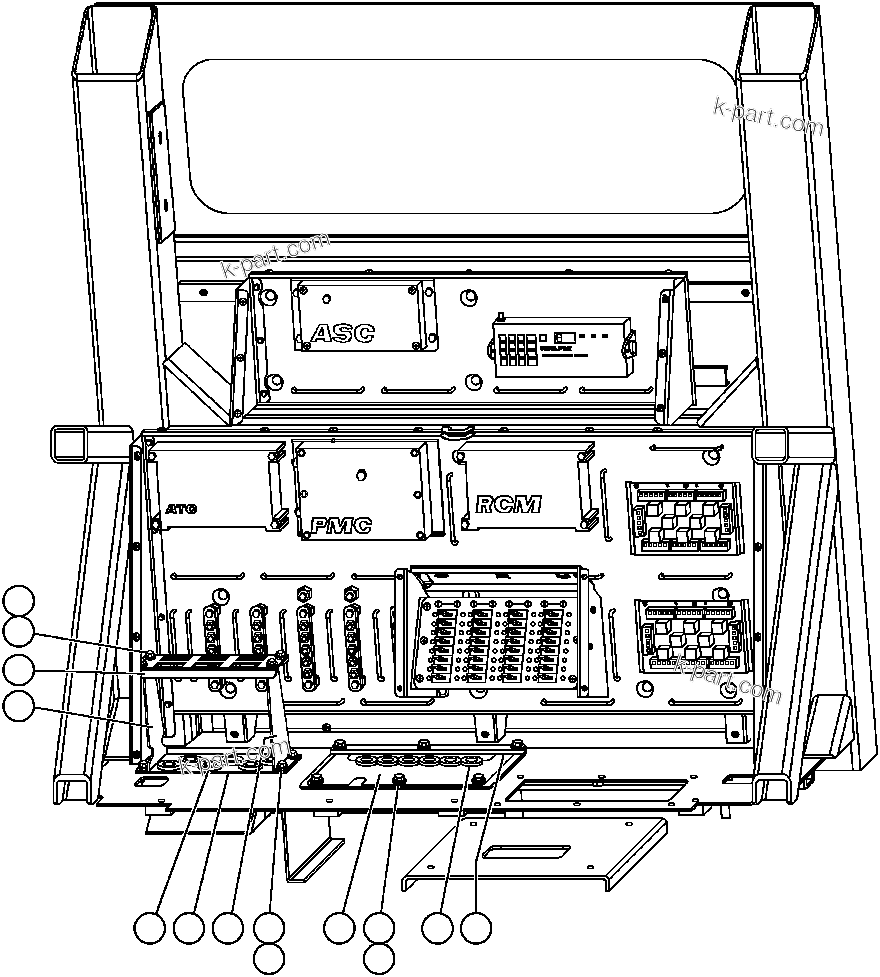 Komatsu parts book diagram for AFP49-A thru E  530M  S/N A30001-A30008 (DH627-0): REAR CAB PANEL - GROMMET INSTALLATION