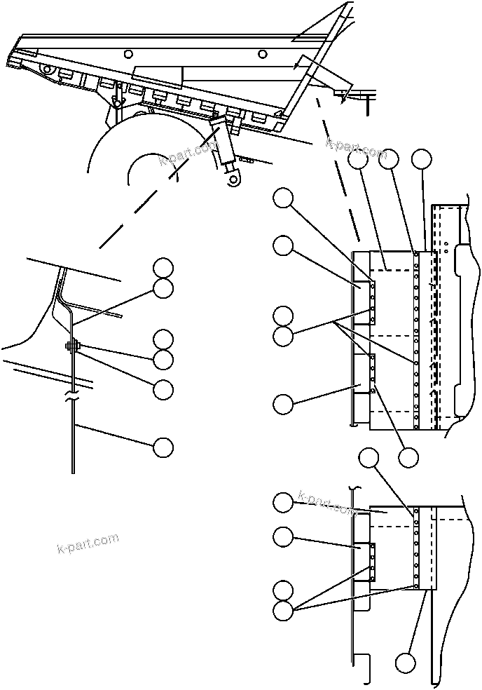 Komatsu parts book diagram for AFP49-A thru E  530M  S/N A30001-A30008 (DH627-0): MUD FLAP INSTALLATION