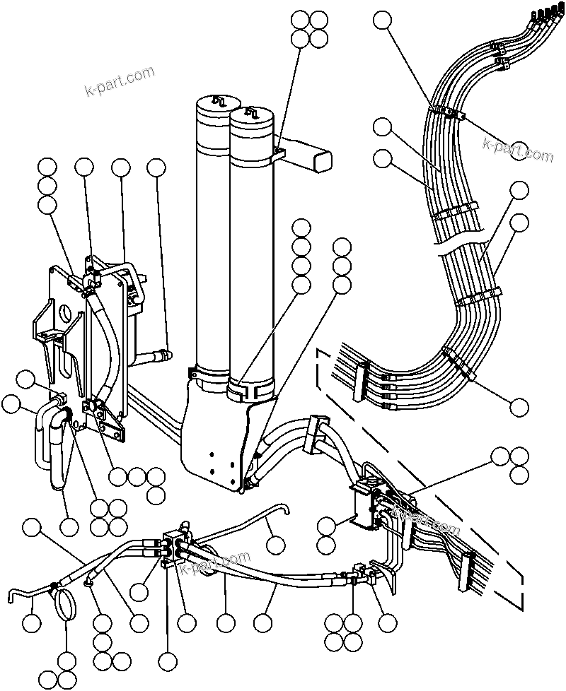 Komatsu parts book diagram for AFP49-A thru E  530M  S/N A30001-A30008 (DH627-0): STEERING PIPING