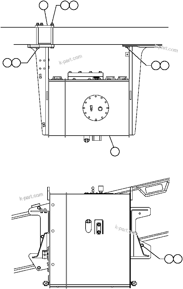 Komatsu parts book diagram for AFP49-A thru E  530M  S/N A30001-A30008 (DH627-0): HYDRAULIC TANK INSTALLTION