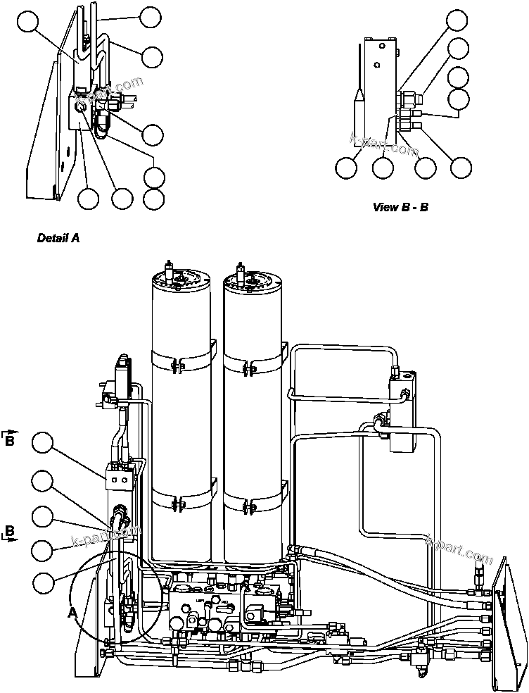 Komatsu parts book diagram for AFP49-A thru E  530M  S/N A30001-A30008 (DH627-0): HYDRAULIC CABINET - BRAKE PIPING - 2