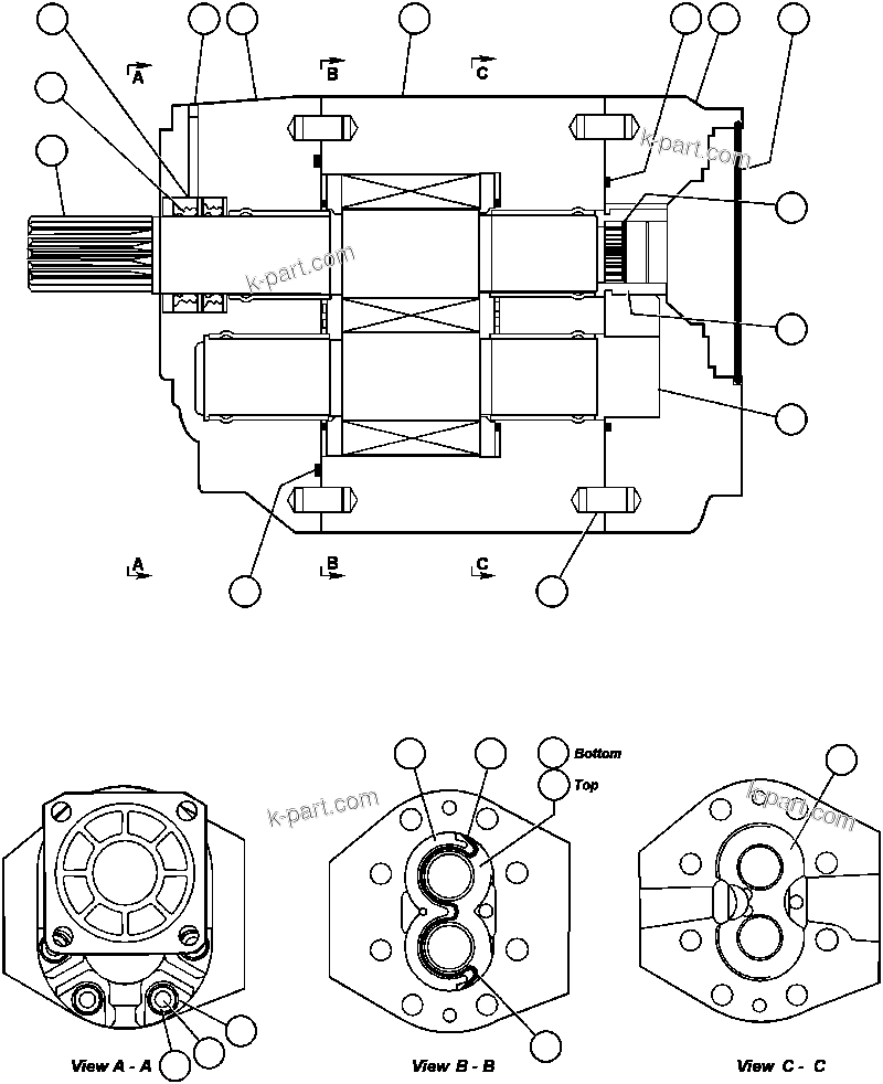 Komatsu parts book diagram for AFP49-A thru E  530M  S/N A30001-A30008 (DH627-0): TRANSMISSION PUMP (MODIFIED) (EG3548)