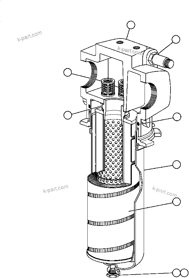 Komatsu parts book diagram for AFP49-A thru E  530M  S/N A30001-A30008 (DH627-0): LOW PRESSURE FILTER ASSEMBLY (PB9672)