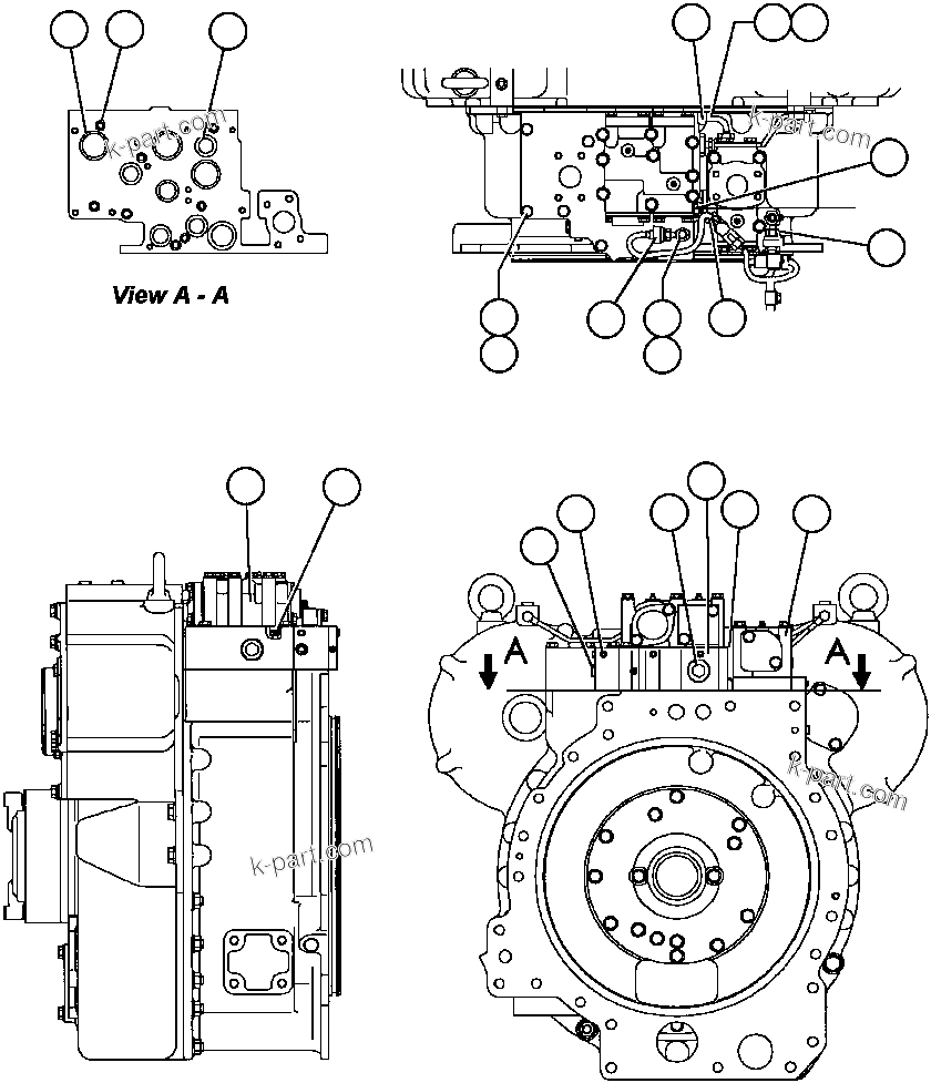 Komatsu parts book diagram for AFP49-A thru E  530M  S/N A30001-A30008 (DH627-0): TRANSMISSION CONTROL VALVES