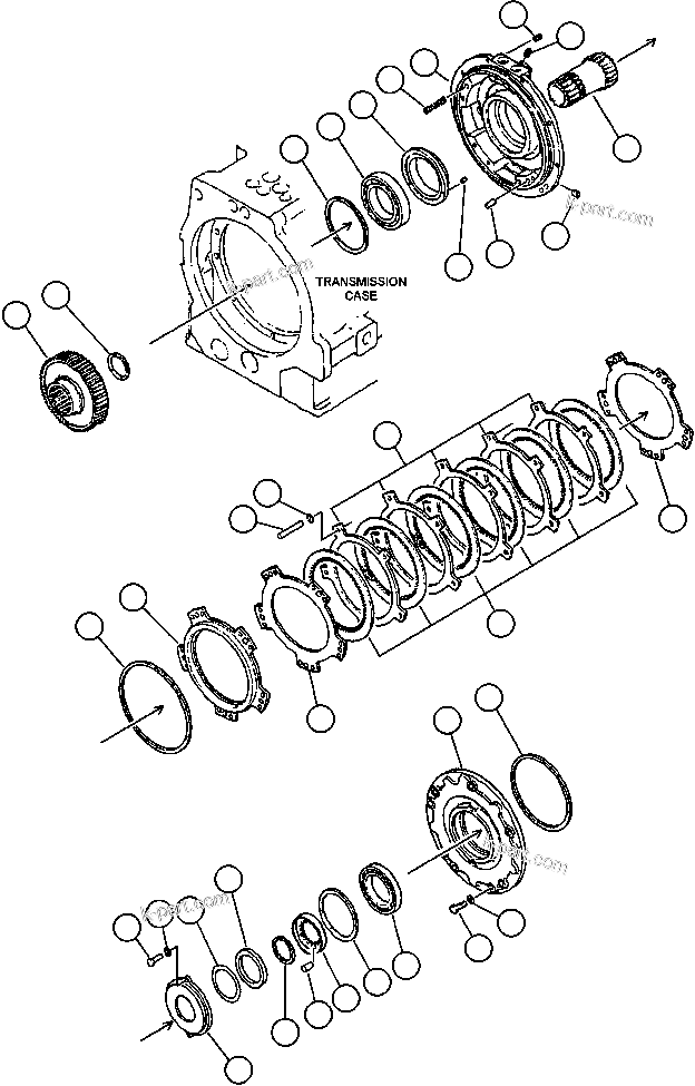 Komatsu parts book diagram for AFP49-A thru E  530M  S/N A30001-A30008 (DH627-0): INTERMEDIATE SPLITTER SECTION