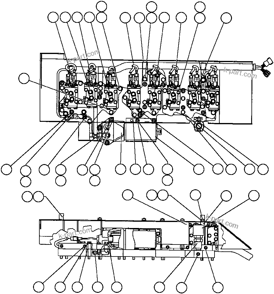 Komatsu parts book diagram for AFP49-A thru E  530M  S/N A30001-A30008 (DH627-0): TRANSMISSION SHIFT CONTROL VALVES