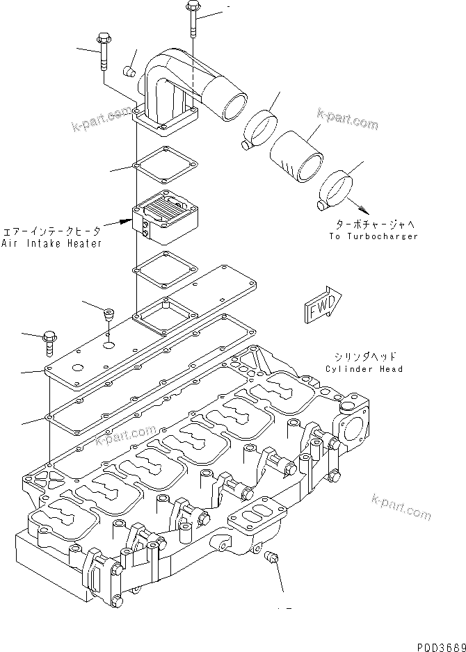 Komatsu parts book diagram for S6D102E-1C-Z S/N 26200929-UP: AIR CONNECTOR(#26201318-)