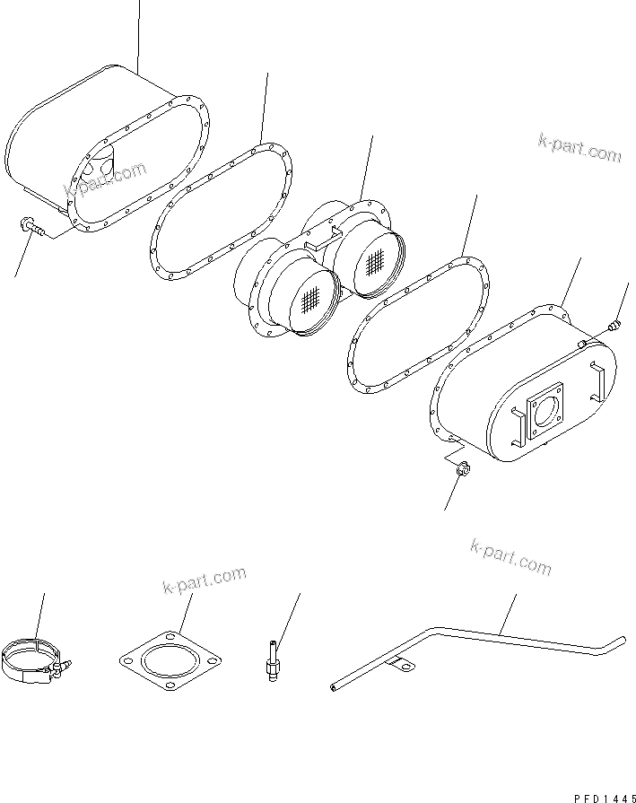 Komatsu parts book diagram for S6D102E-1C-Z S/N 26200929-UP: MUFFLER (CERAMIC TYPE)(#26201318-)