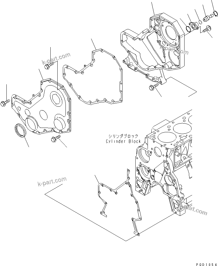 Komatsu parts book diagram for S6D102E-1C-Z S/N 26200929-UP: FRONT COVER(#26200929-26239105)